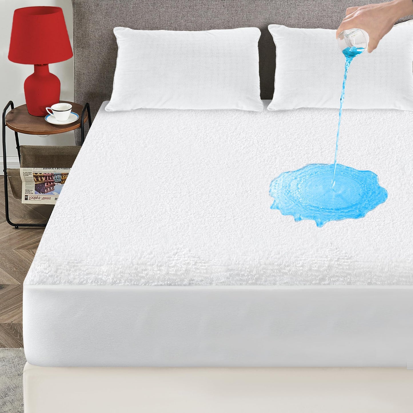 KUTUU Waterproof Mattress Protector, Extra Soft Twin Size Waterproof Mattress Protector, 6-16 Inches Depth, Elastic Skirt Design