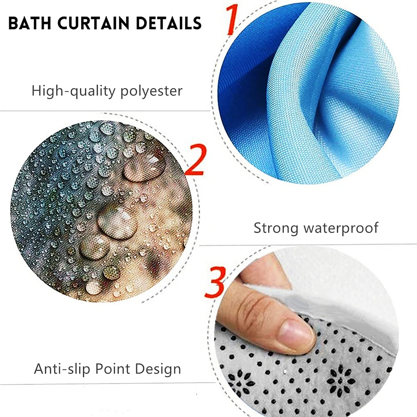 Chrainy 4Pcs 3D Floral Shower Curtain Sets Elegant White Blossom Flowers Bathroom Accessories Set Modern Minimalism Waterproof Spring Bathroom Decor with Rugs and 12 Hooks