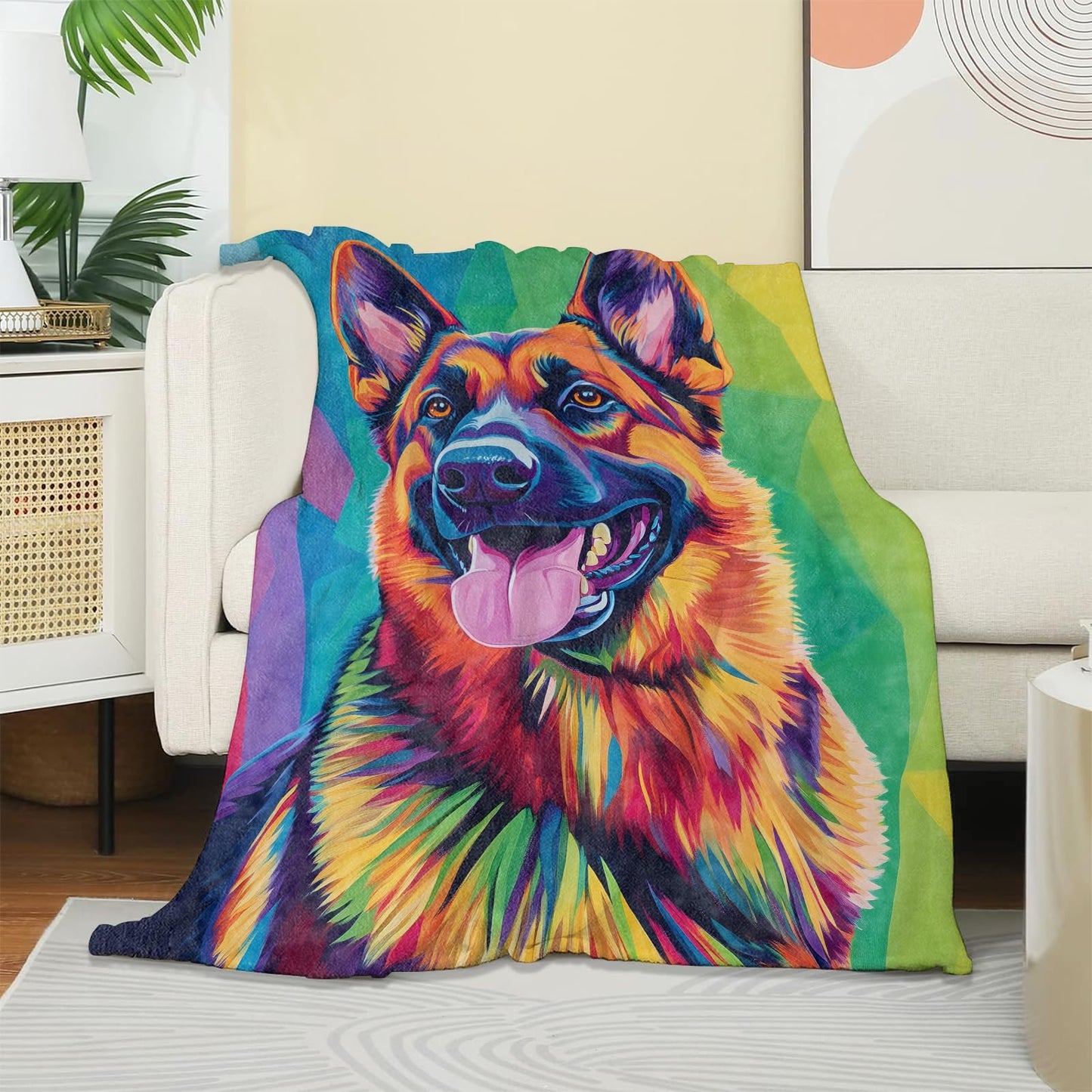 UNDAHIS Cute German Shepherd Dog Blanket, Soft Warm Cozy Throw Blanket Gifts for Adults Kids Women, Lightweight Fuzzy Comfy Flannel Blankets for Couch, Travel, Bed, Home Decor 60×50 Inch