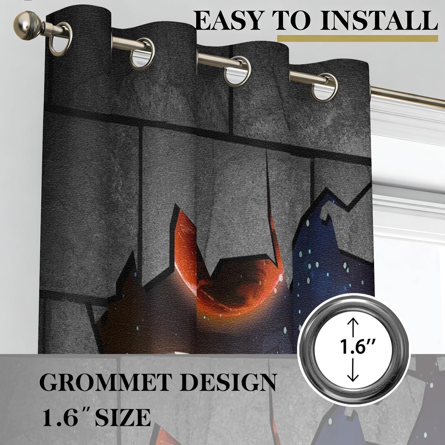 MBVZGUK 3D Space Grommet Curtains 54 Inch Long 2 Panels, Galaxy Space Shuttle Earth Planet Broken Wall Window Drapes, Thermal Insulated Room Darkening Curtains for Kids Nursery Playroom