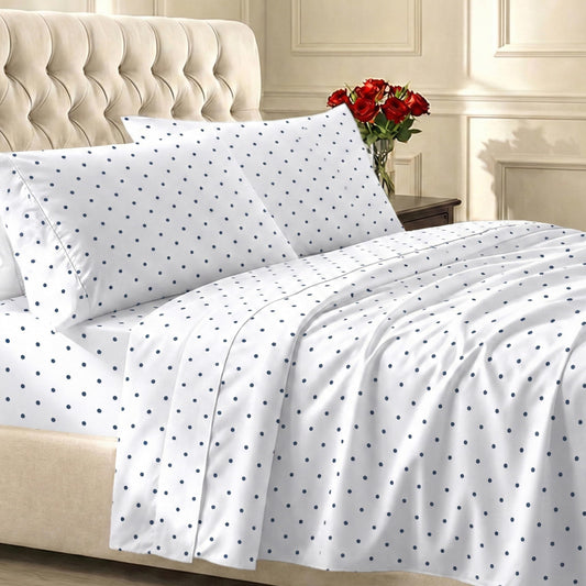 California Design Den Soft 100% Cotton Queen Sheet Set, 400 TC Good Housekeeping Award Winner, Smooth Sateen Finish with Deep Pockets, Cozy and Durable Cotton Bedding Set - Polka Dot