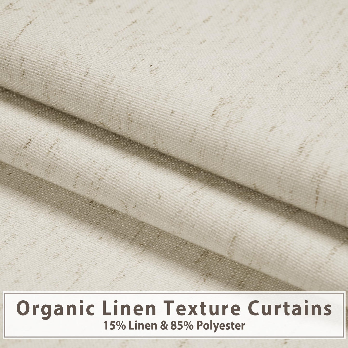 HESTIA 100% Blackout Natural Linen Curtains for Bedroom 84 Inches Long 2 Panels Set Noise Reducing Room Darkening Window Curtain for Living Room Back Tab Farmhouse Drapes (52 x 84 Inch)