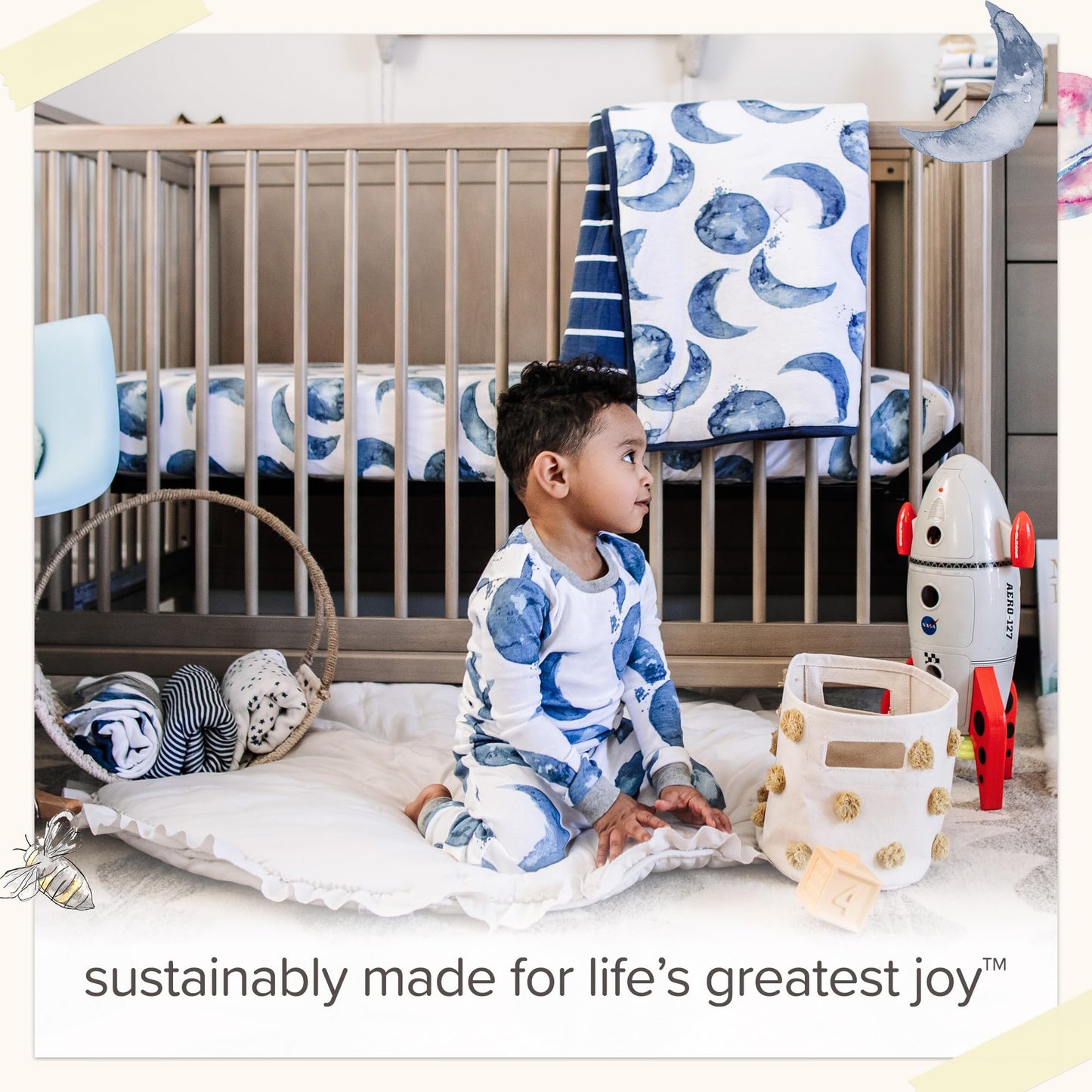 Burt's Bees Baby Infant Reversible Blanket, 100% Organic Cotton Nursery Blanket, Breathable Nursery Bedding, 30" W x 40" L