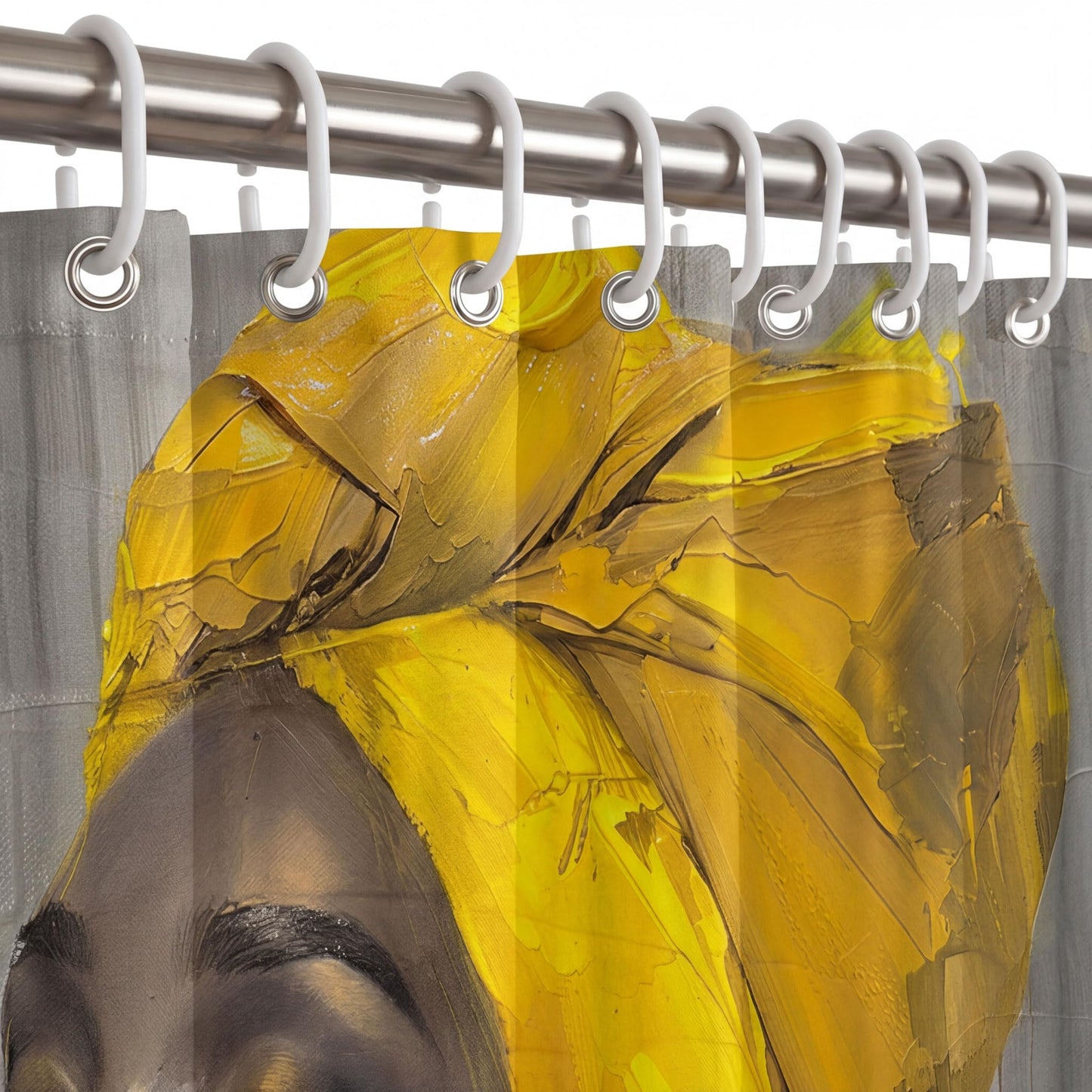 HUAZIYU Golden African Women Art Shower Curtain Set, Grey Yellow Fabric