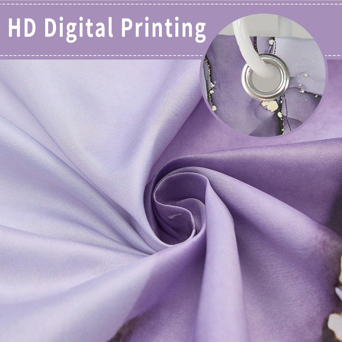 CRTPOD Purple Marble Shower Curtain, Modern Abstract Luxury Purple Gold Ink Texture Watercolor Art Bathroom Curtains Ombre Machine Washable Waterproof Fabric Bathtub Curtain Set with Hooks 72" Wx72 L
