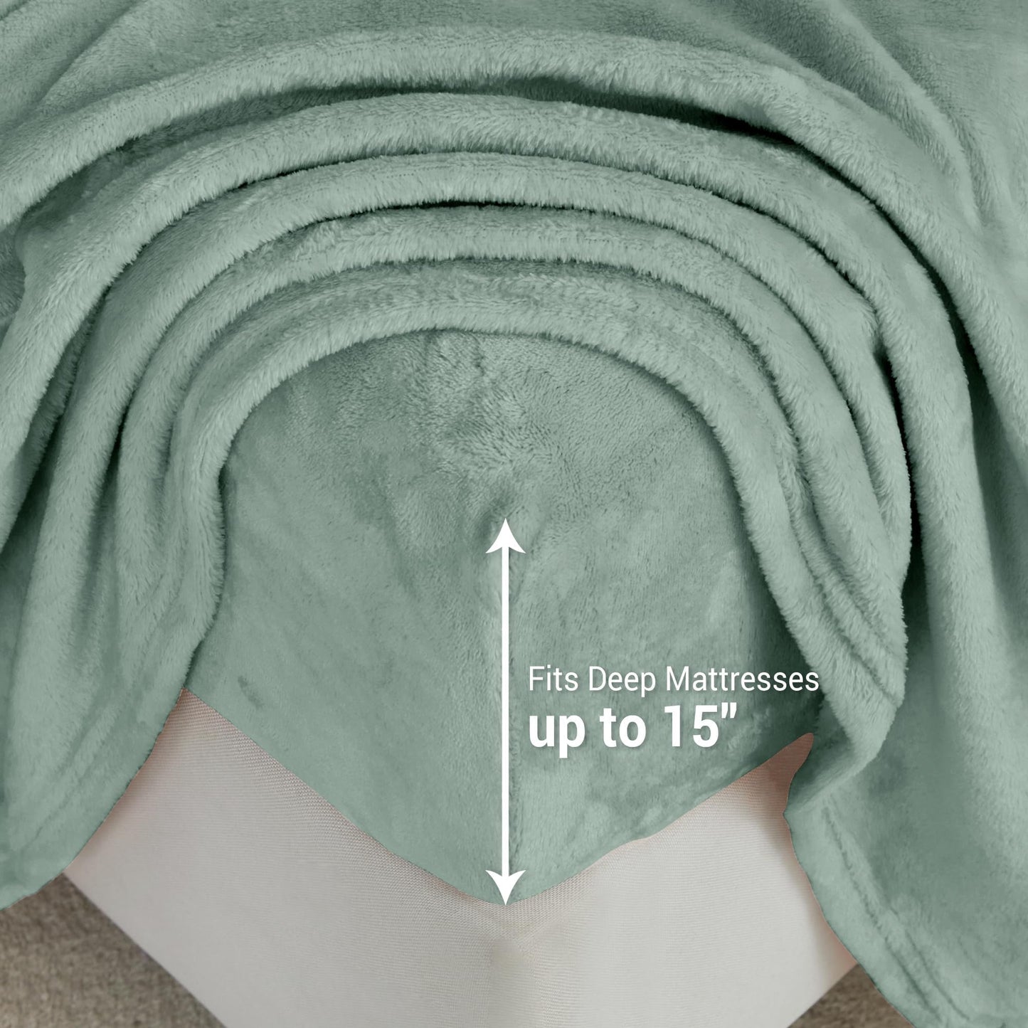 Viviland Plush Micro Polar Fleece Full Bed Sheet Set, Cozy Flannel-Like Velvet/Velour Fitted Sheets with 15" Deep Pocket, Fuzzy Warm Winter Double Sheets & Pillowcase Set, Sage Green