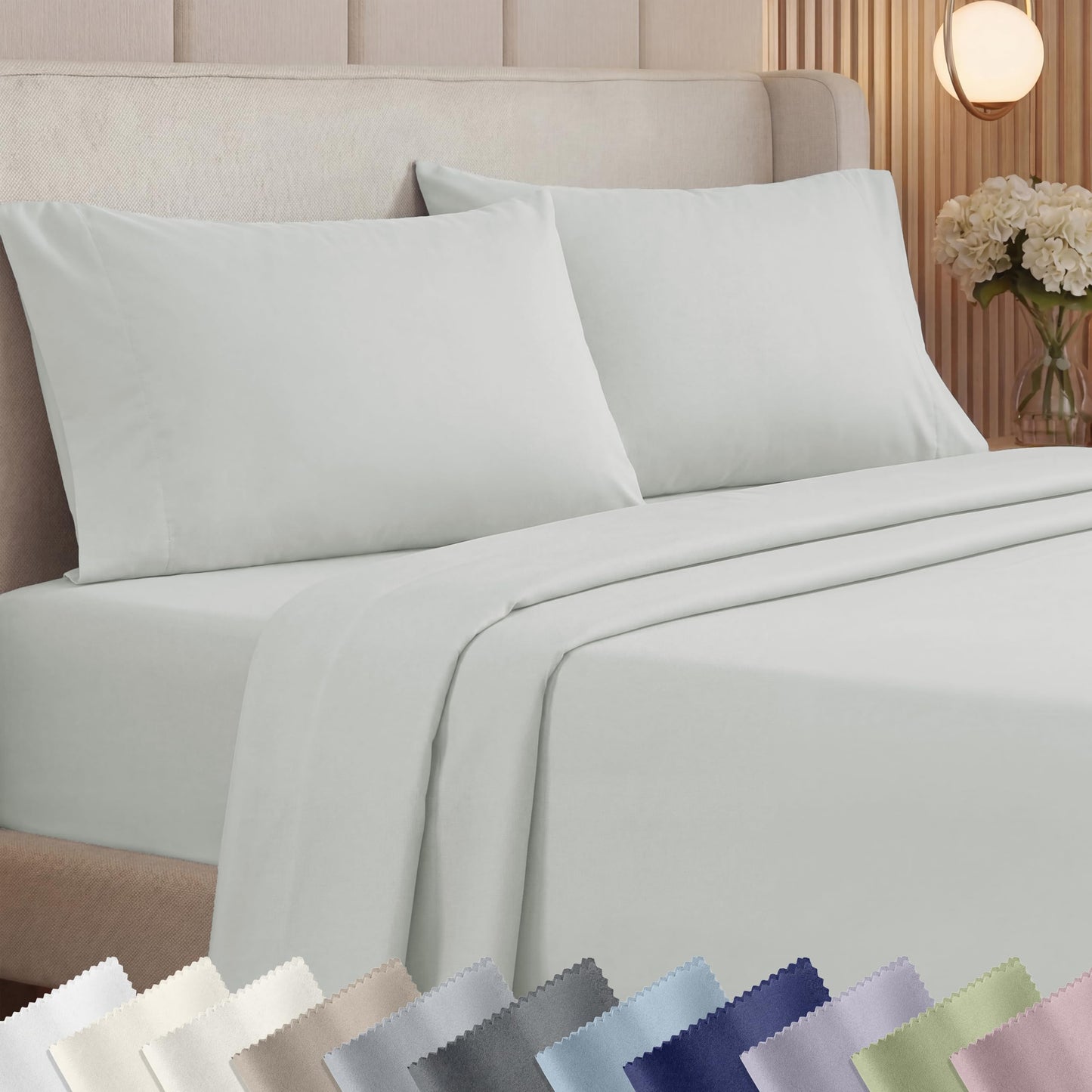 California Design Den Luxury King Sheet Sets - 1000 Thread Count Sateen Sheets, Thick and Natural 100% Cotton, Deep Pockets, Durable Bedding - Silver