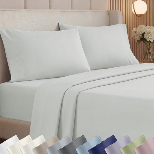 California Design Den Luxury King Sheet Sets - 1000 Thread Count Sateen Sheets, Thick and Natural 100% Cotton, Deep Pockets, Durable Bedding - Silver