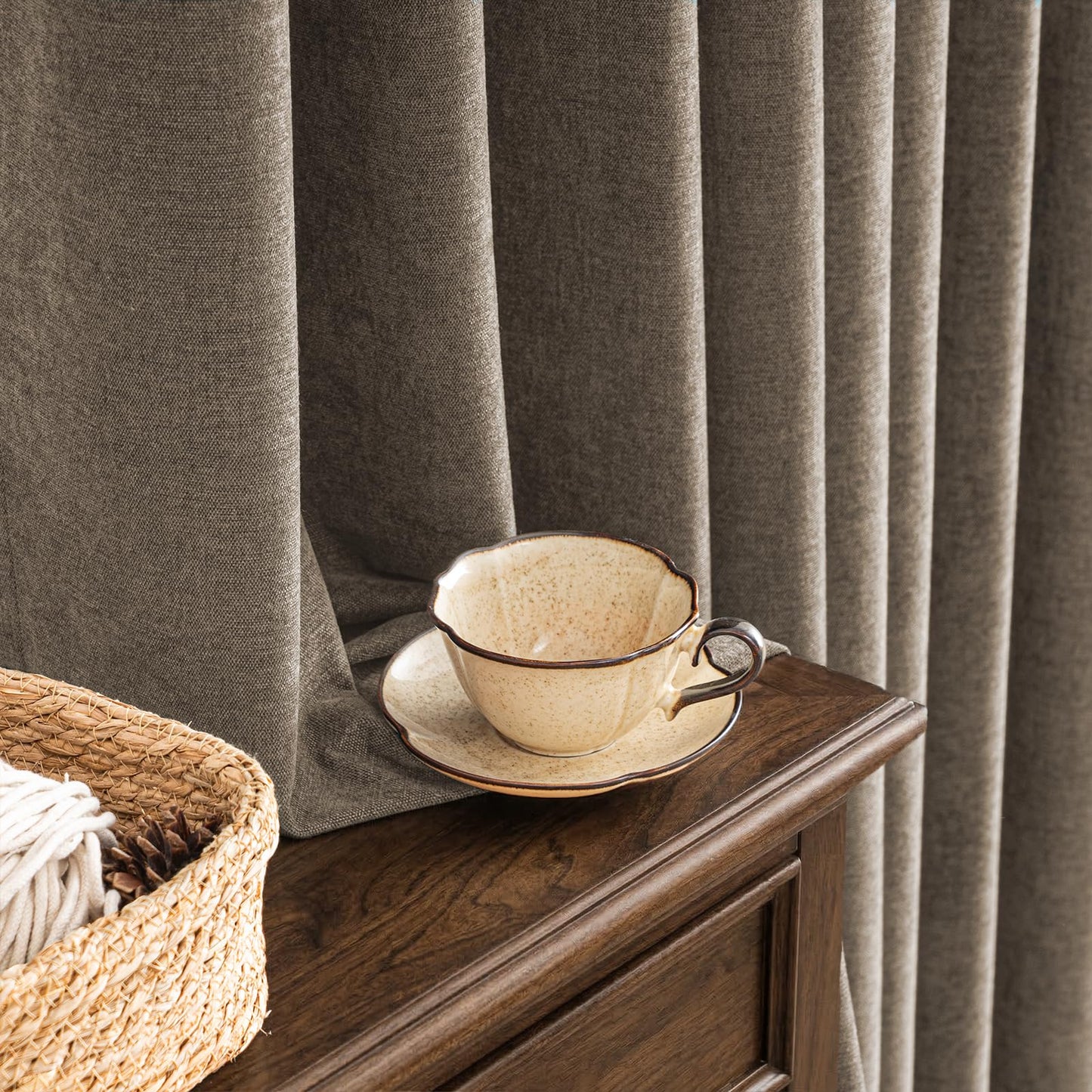 HushLoom 100% Blackout Curtains for Bedroom, Luxury Chenille Thermal Insulated Drapes for Living Room, Energy Saving Room Darkening 84 Inch Long Curtains, Grommet Top, 2 Panels, 52" W x 84" L, Brown