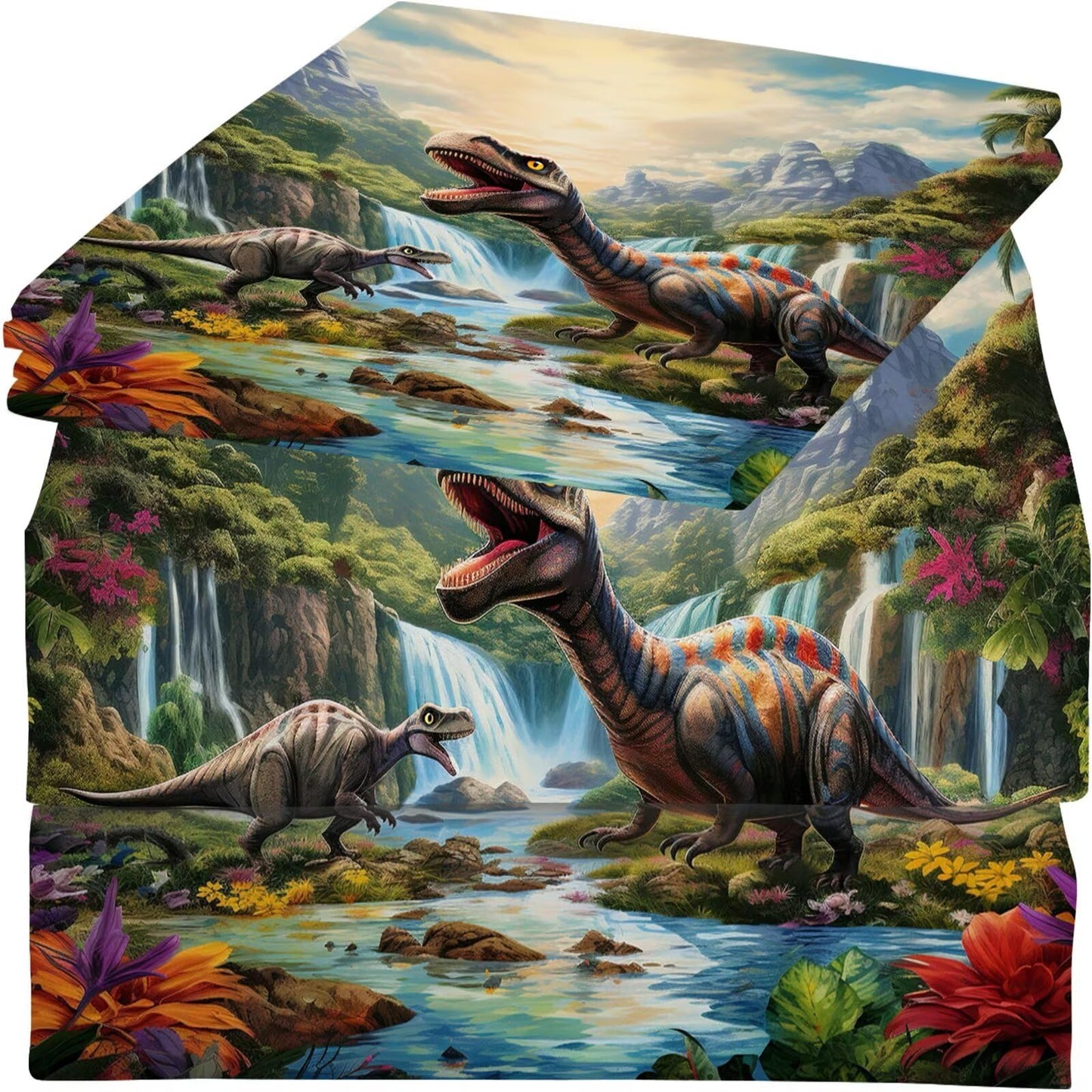 VTKON Dinosaur Sheets Set Twin Size Cute Dinosaur Room Decor for Boys Room Soft Toddler Bed Sheets for Boys Kids Twin Dino Bedding Set Includes 1 Flat Sheet + 1 Fitted Sheet + 1 Pillowcase