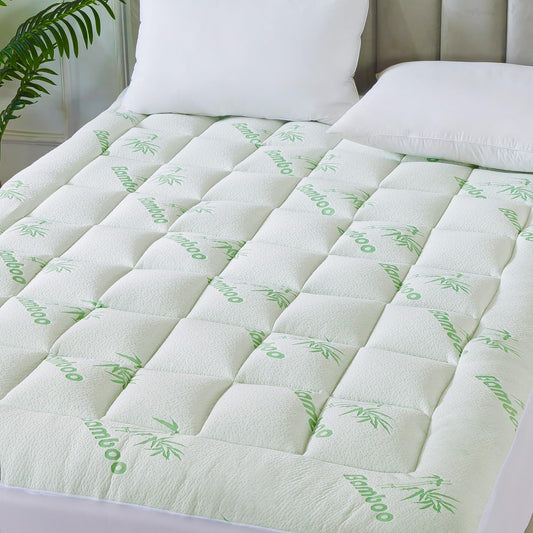 ANALIN® Bamboo_Viscose Mattress Topper Queen Size, Thick Pillow Top Mattress Pad with Stretchable Pockets for 6-18 inches Mattress, Soft Breathable Mattress Topper for Back Pain Relief