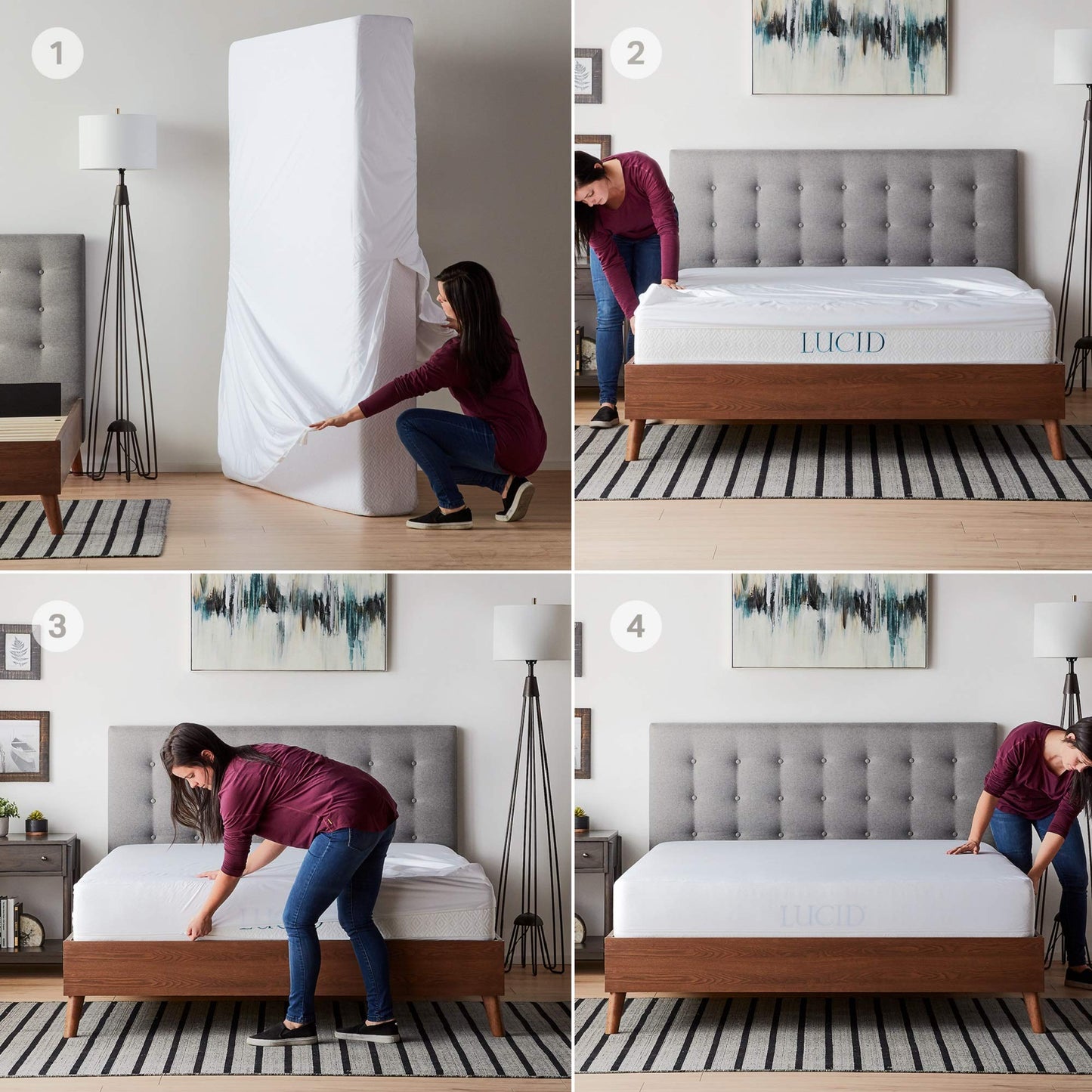 LUCID Zippered Mattress Encasement – Waterproof Full Size Mattress Protector – Fits Mattresses 6 to 18 Inches with Secure Elastic – Shields All 6 Sides – Quiet cover – White