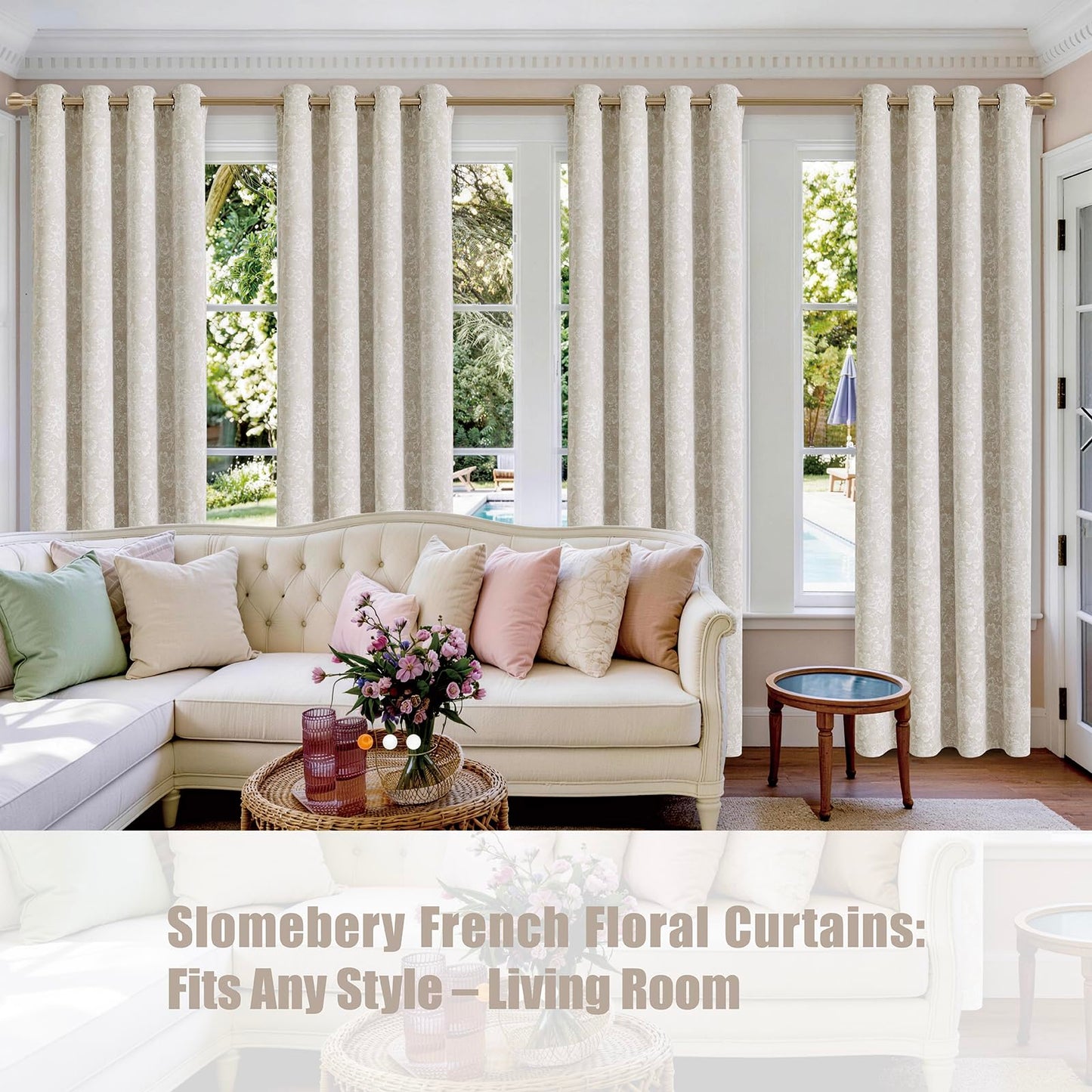 Slomebery Dusty Beige Blackout Curtains 52" W x 84" L inch 2 Panels