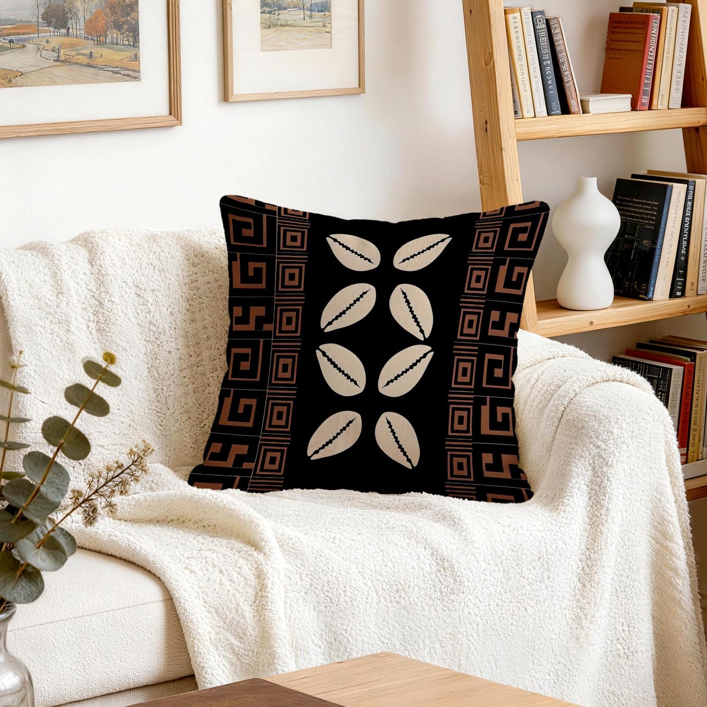 ORMAN African Ethnic Pillow Covers 18x18 Inches Set of 4, Retro Traditional Pillow Case for Couch Sofa Bedroom Living Room Outdoor