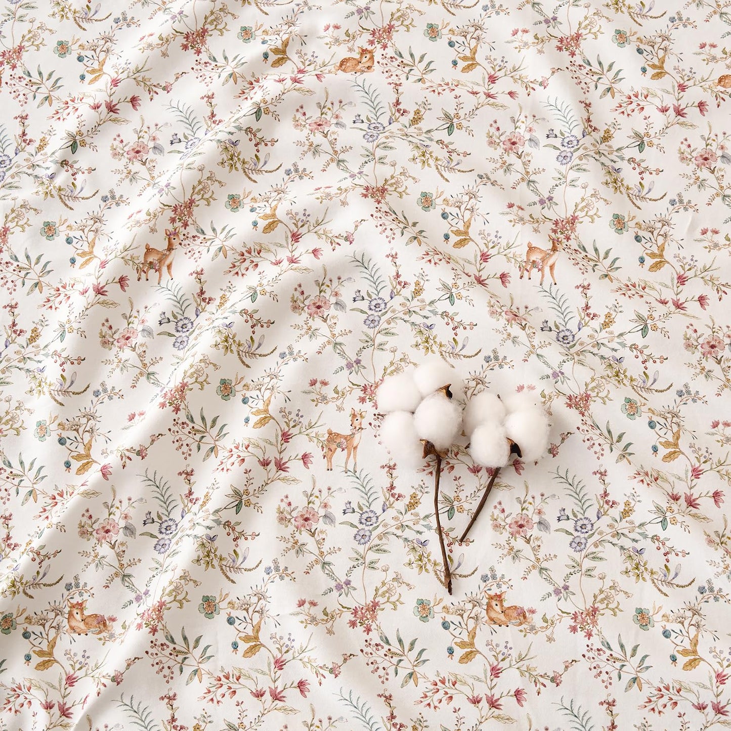 Huborise Orange King Size Sheet Set 100% Cotton Flannel-Like Warm Luxury Animal & Floral Bed Sheets 4Pc Deep Pocket 17.5", Double Brushed Extra Soft Breathable, Fall/Winter French Country Bedding