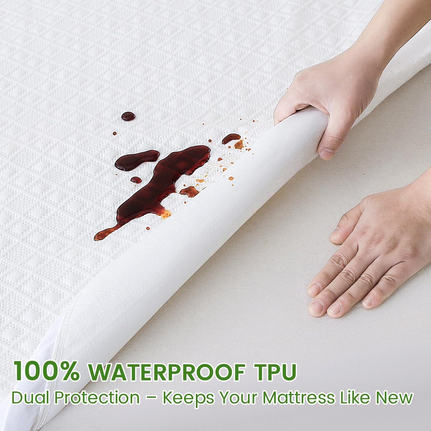 KUUP Waterproof Queen Mattress Protector- Hypoallergenic Odor-Free Rayon Derived from Bamboo, Breathable Cooling 3D Air Noiseless Mattress Cover up to 18" Deep Pockets