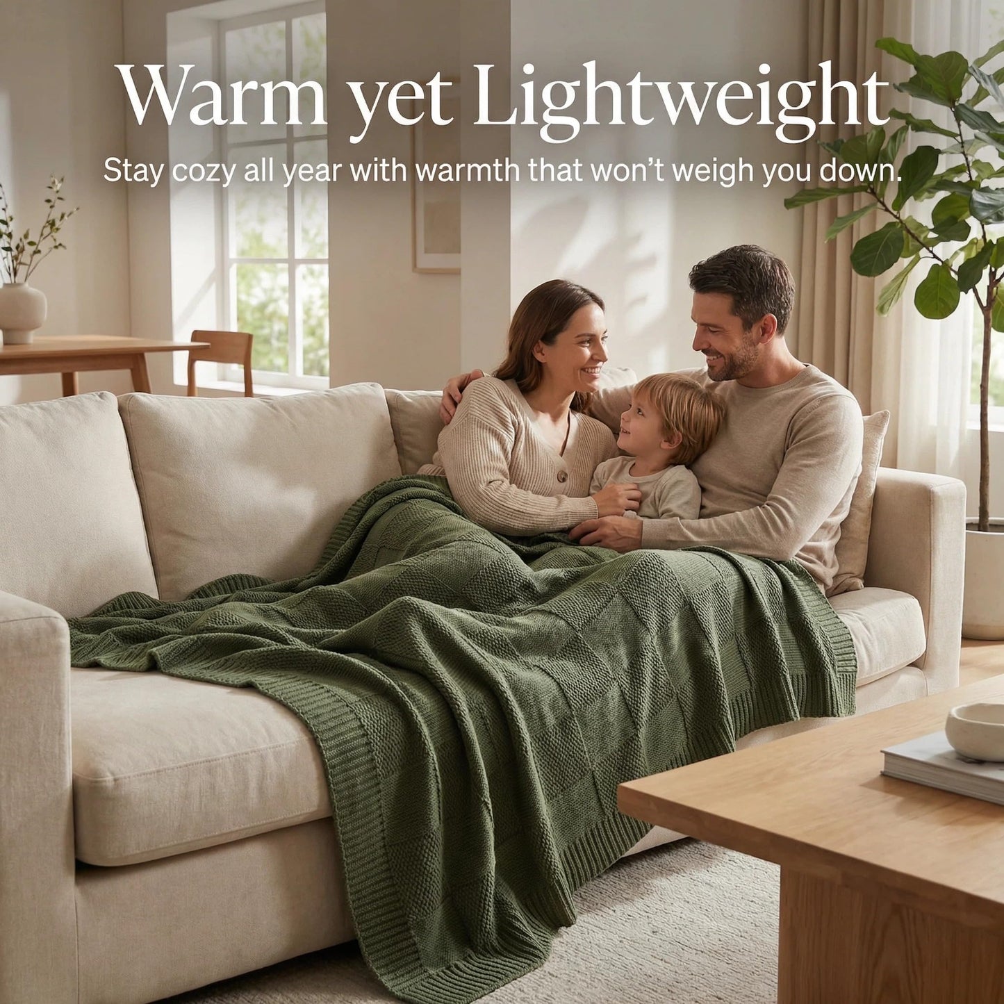 Ovelindra Checkered Knit Throw Blanket, Olive Green 50x60 Inches, Soft Warm Knitted Blanket for Couch, Sofa, Bed, Living Room, Bedroom, All Season Decorative Home Throw, Cozy Gift Blanket
