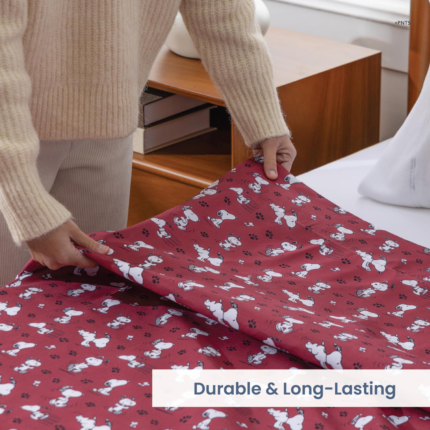 Berkshire Peanuts® Twin Flat Sheet (Only), Brushed Microfiber Sheet with Cute Snoopy Characters, Soft, Breathable, Easy-Care Bedding for Peanuts Fans, Mini Poses & Paws Wine