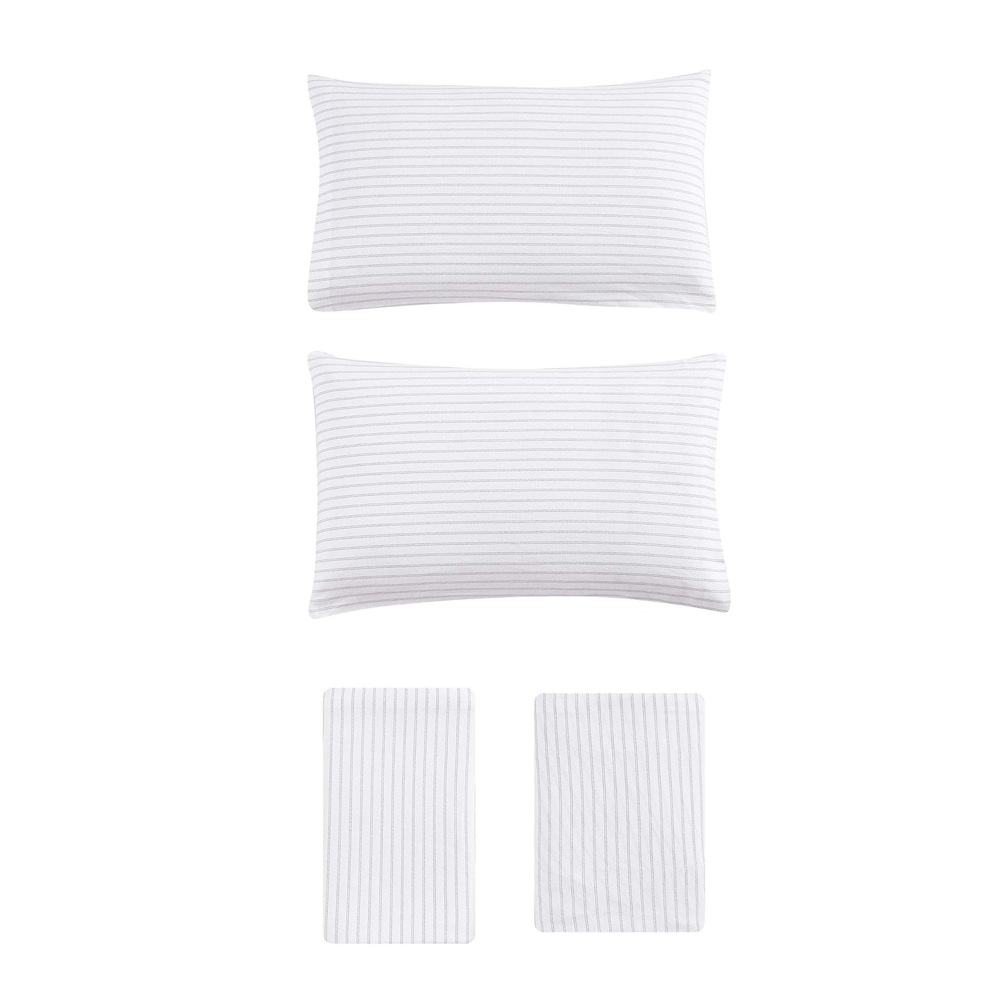 Eddie Bauer - Flannel Sheets King Size, Anti-Pilling & Wrinkle Resistant Cotton, Touchably Soft for All-Season Comfort - Bed Sheets with Matching Pillowcases & Fitted Sheet (Trail Stripe Grey)