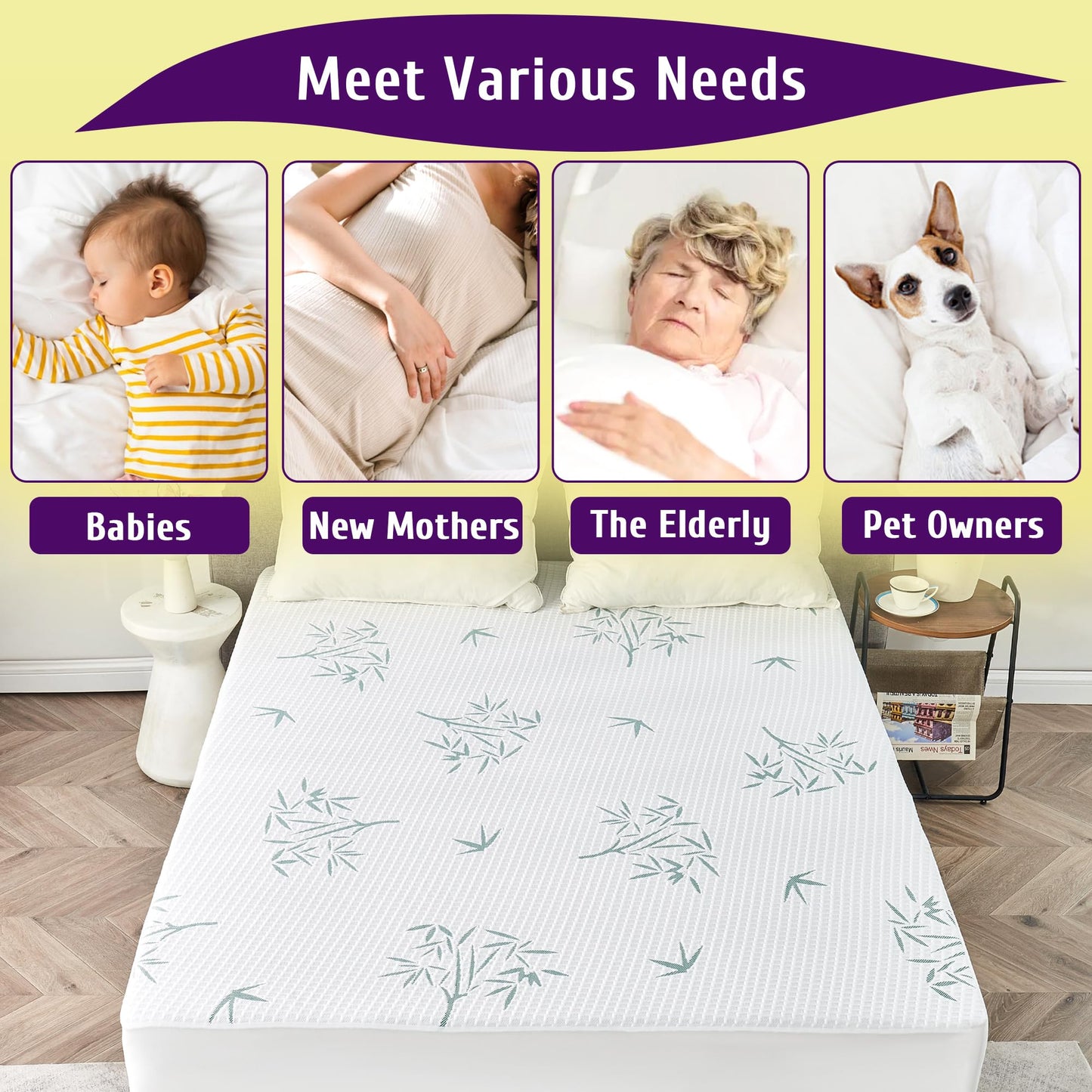 KUTUU Full Size Waterproof Mattress Protector, Breathable and Cooling Full Mattress Pad Cover, Fitted Sheets Style, 6-16 inches Deep Pockets