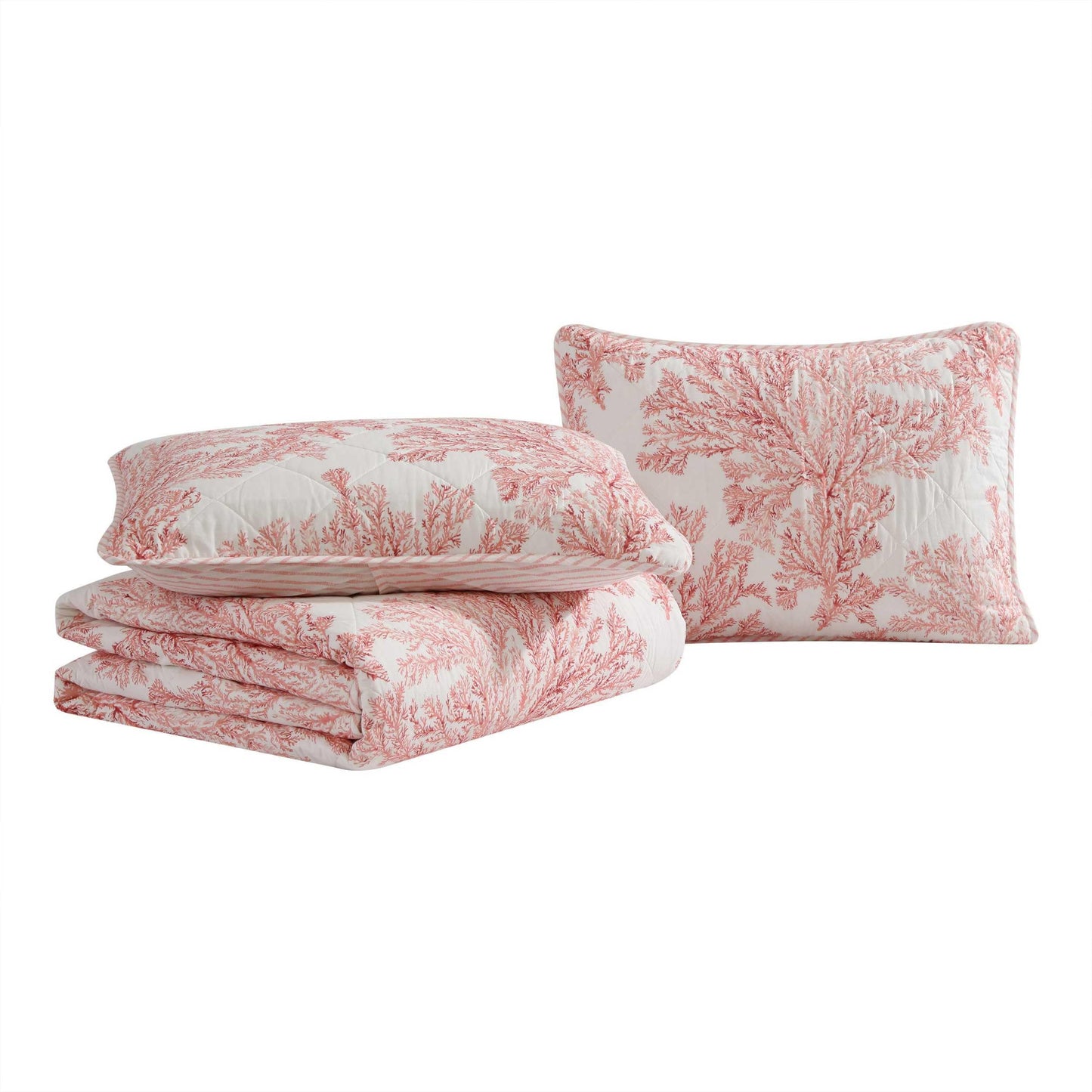 Tommy Bahama - King Quilt Set, Reversible Cotton Bedding with Matching Shams, Coral Reef Inspired Bedding Set (Coral Garden, King)
