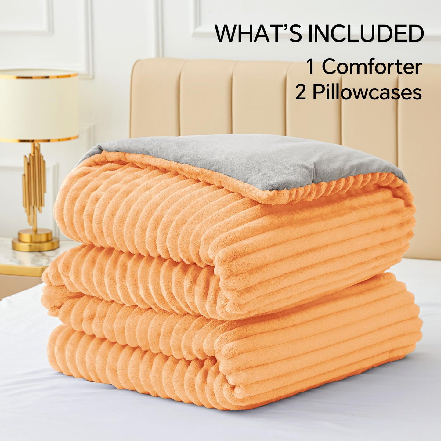 BEDELITE Fleece Queen Comforter Set -Super Soft & Warm Fluffy Coral Bedding, Luxury Fuzzy Heavy Bed Set for All Season with 2 Pillow Cases