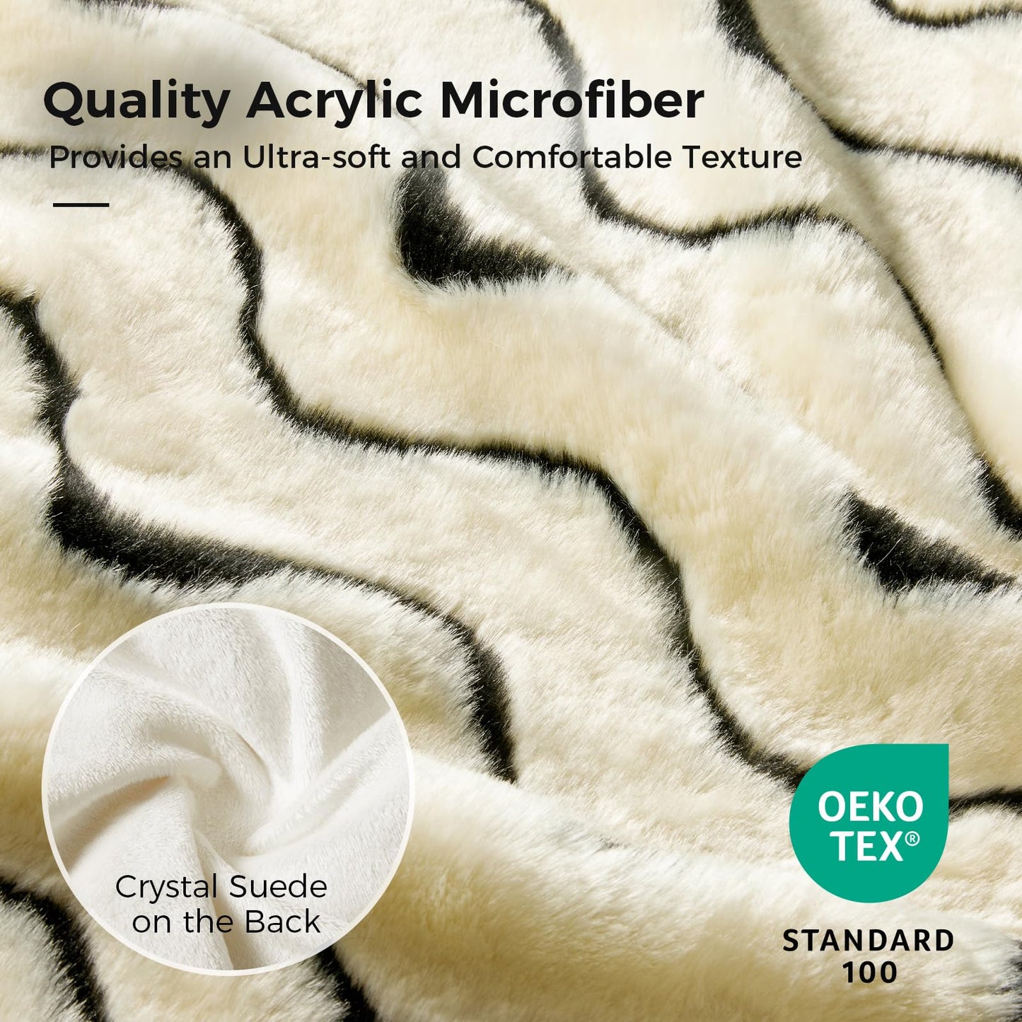 TINA'S HOME Faux Fur Throw Blanket for Couch - Luxury Fuzzy Mink Blanket, Soft Plush Winter Ripple Blanket for Bedroom Living Room 50 * 60 Inches