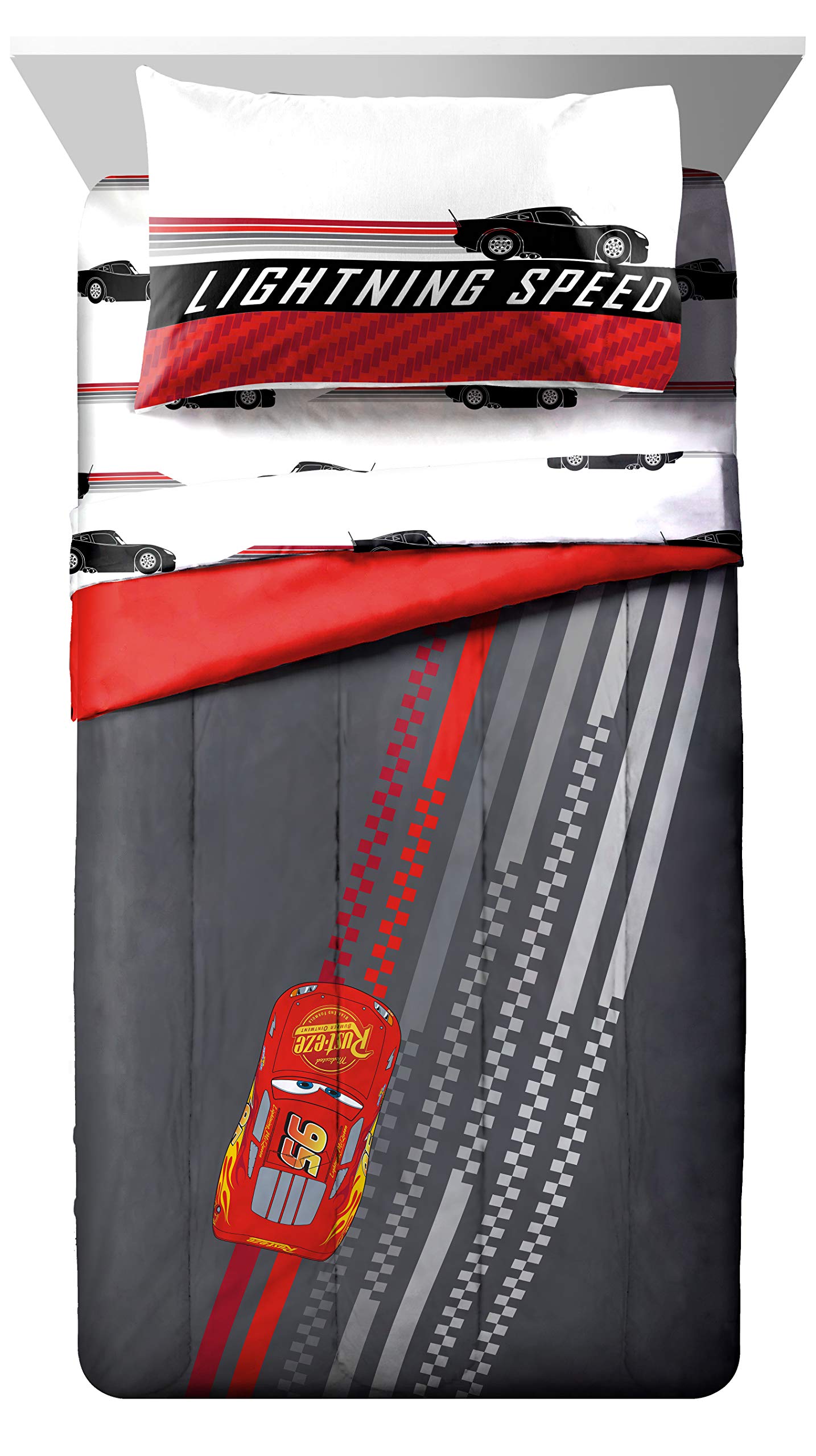 Jay Franco Disney Pixar Cars 5 Piece Twin Comforter Set - Comforter, Sheets & Sham with Lightning McQueen Kids Bedding, Super Soft Fade Resistant Microfiber, Machine Washable, (Official Disney Pixar)
