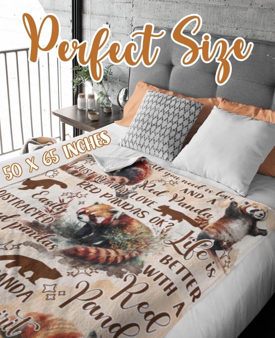 Huglanket Red Panda Gifts Blanket for Women, Girls, Red Panda Lovers, 50" x 65" Throw for Birthday, Christmas