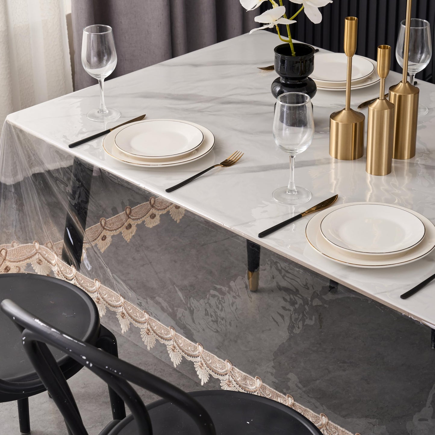 Pioggia Clear Vinyl Tablecloth Protector Waterproof/Oil-Proof PVC Table Cloth Transparent Sheet Table Cover (60'' x 120'' Rectangular)