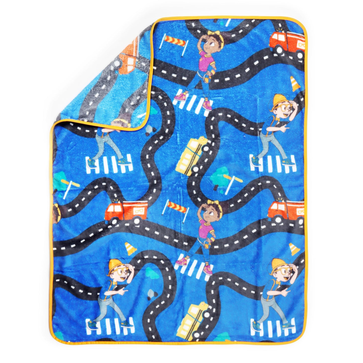 Jay Franco Kids Nogginz Set – 12" Inches Nogginz Pillow & 40" x 50" Inches Cozy Plush Throw Blanket, Ultra-Soft Character Nap Set for Travel, Bedroom & Couch Décor, Blue - Blippi Meekah