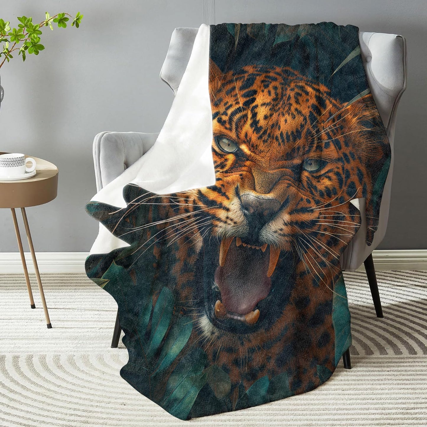 dhakalrlde Tropical Cheetah Blanket - Soft, Comfy, Lightweight, Warm, and Fuzzy Flannel Throw Blanket for Boys and Men - Ideal for Couch, Travel, and Home Decor - 50x60 inches