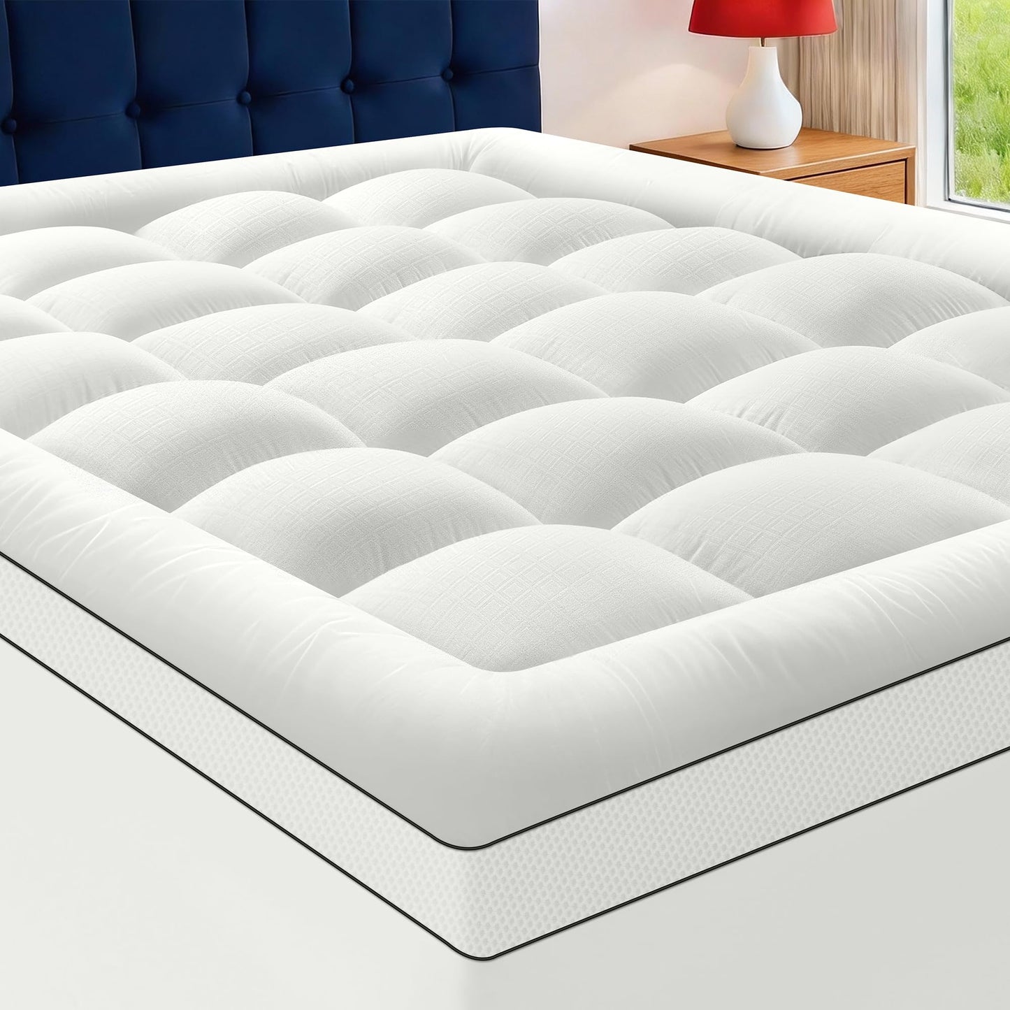 SurChic Full Size Mattress Topper for Back Pain, Extra Thick Pillow Top Mattress Pad with 1000GSM Down Alternative Filling, Cooling Breathable Plush Bed Topper Protector Cover (8-21" Deep Pocket)