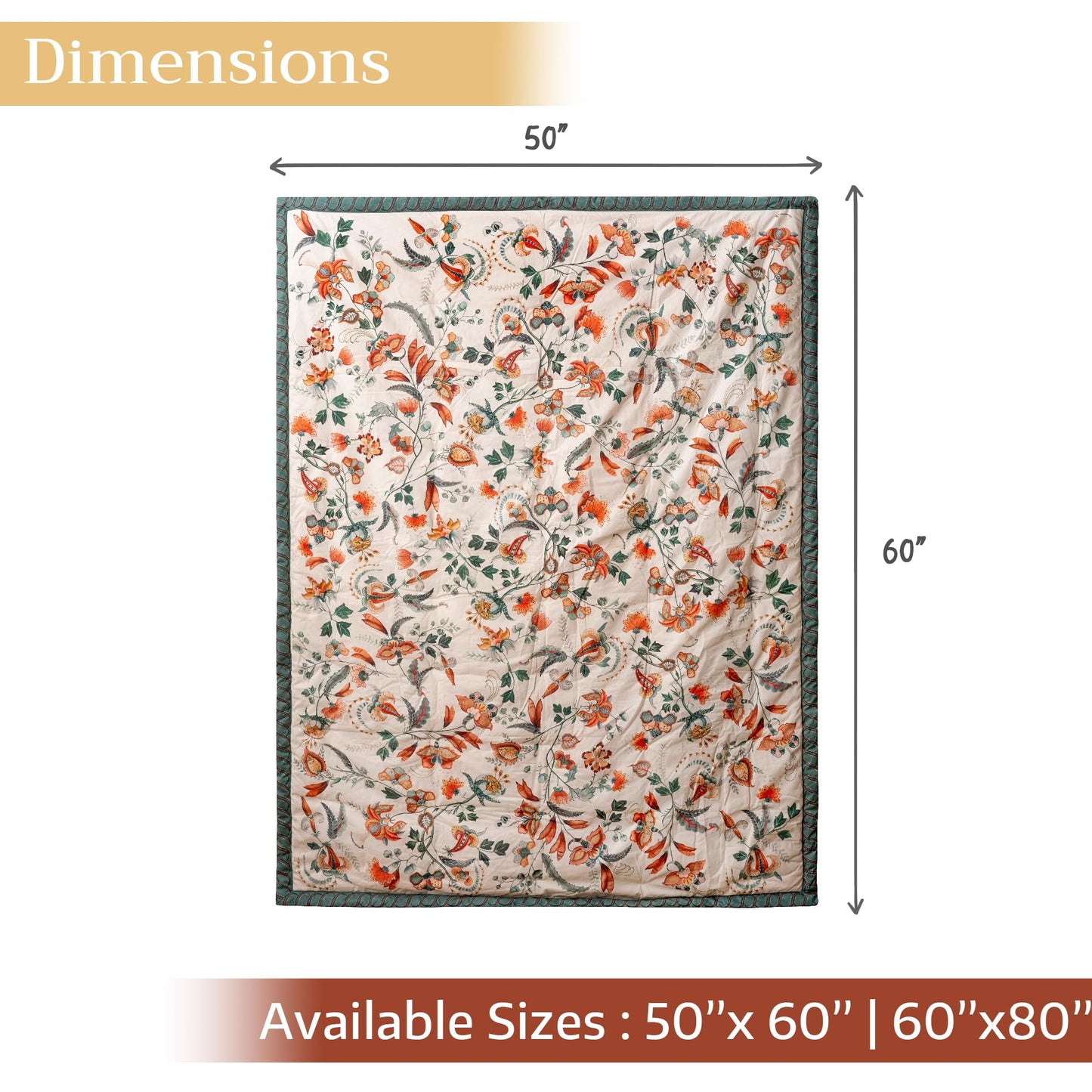 Maison d' Hermine Throw Blanket for Couch Lightweight Soft Warm Breathable Cotton Throw Blankets for Bed Girls Boys Women Men Gifts Sofa Travel Living Room Spring Summer (Dalida, 60" X 80")
