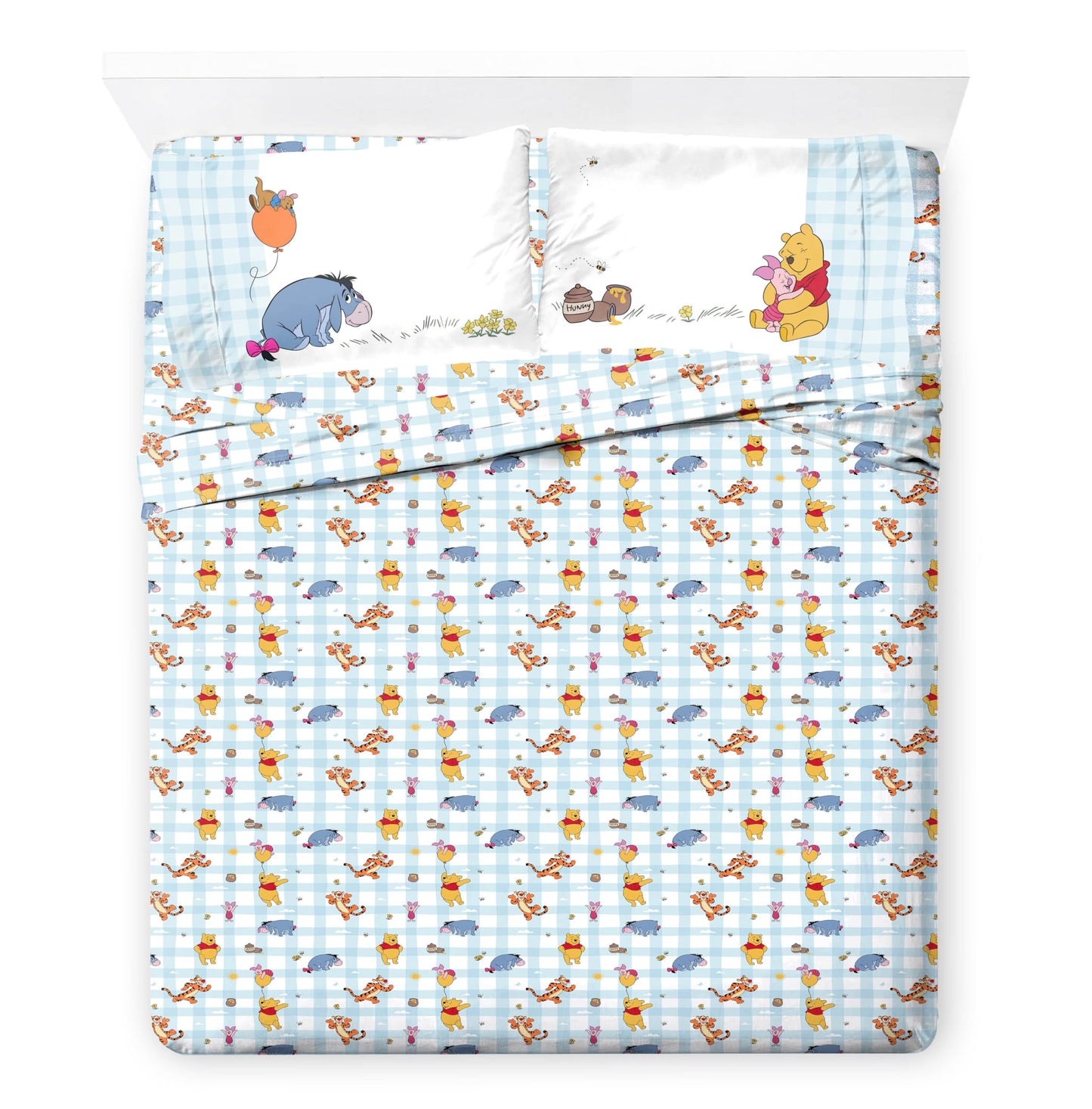Jay Franco Kids Comforter Set Includes Sheets and Pillow Covers - Soft and Cozy Bed Set for Stylish Room Decor, Official Licensed Bedding, White - Winnie The Pooh, 7 Piece Full