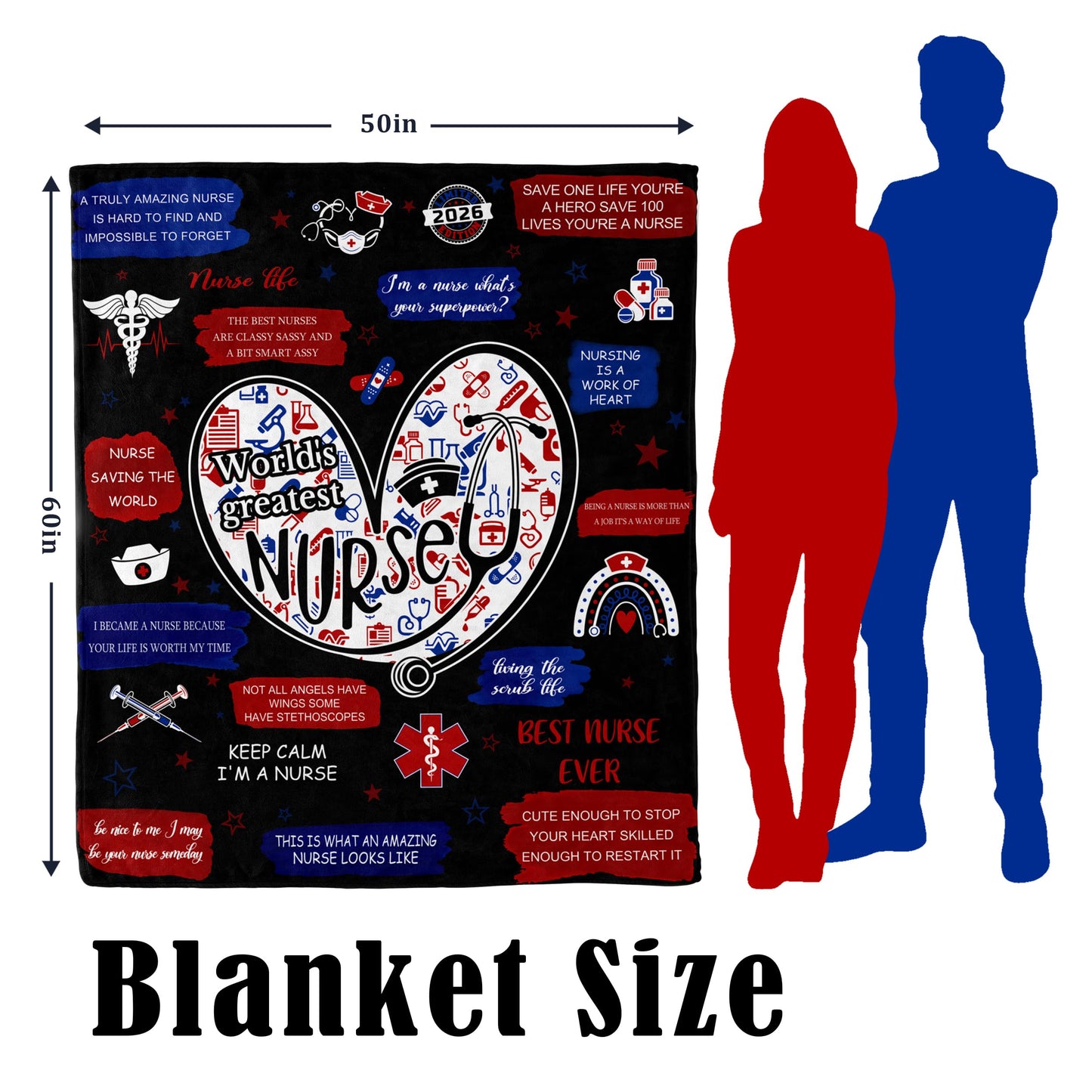 Sulpoie Nurse Gifts for Women Men, LPN RN Nurses Week/Day Appreciation Gift, Nursing Student Graduation Gift Throw Blanket 60" x 50"