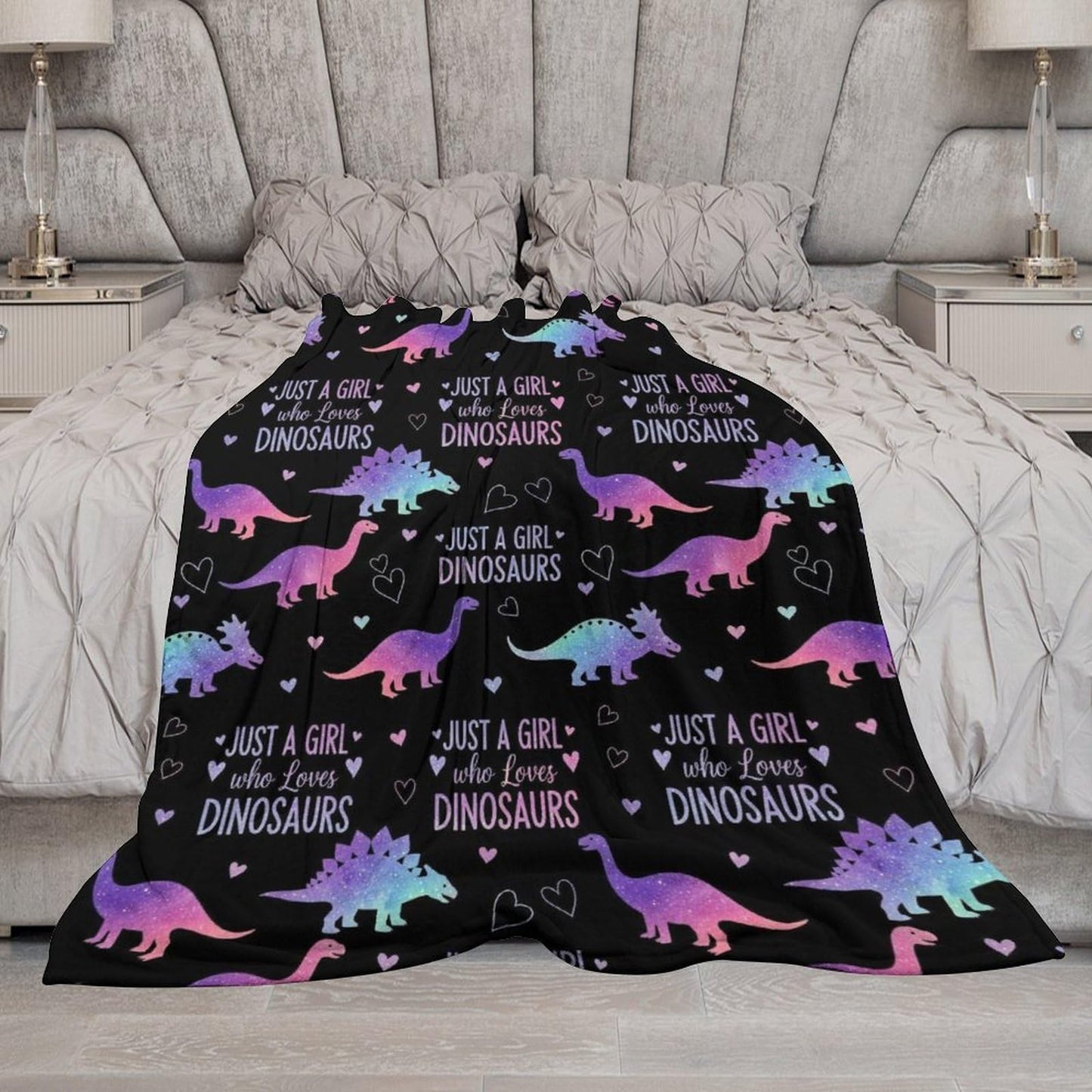 Meaudiwes Fashion Blanket Carpet, Flannel Blanket Winter Warm Blanket for Women Men Compatible with Just A Girl Who Loves Dinosaurs