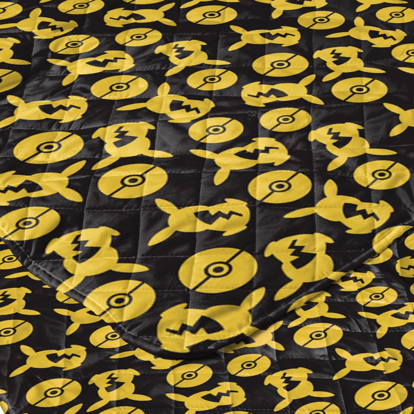 Northwest Pokemon Company Reversible Twin Quilted Blanket - Pikachu & Pokeball Pattern for Anime Fans, Cozy Blanket for Bed, Game Room or Couch, 60x90 inches