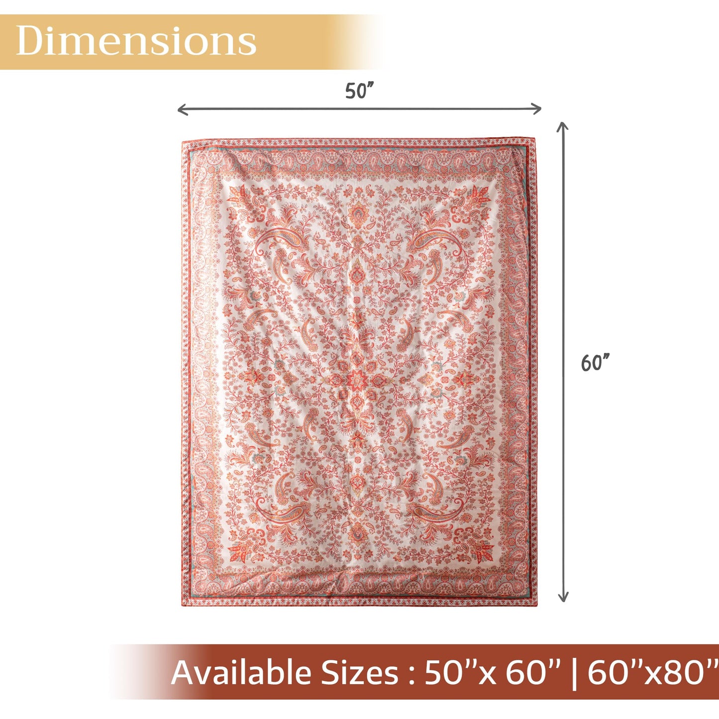 Maison d' Hermine Throw Blanket for Couch Lightweight Soft Warm Breathable Cotton Throw Blankets for Bed Girls Boys Women Men Gifts Sofa Travel Living Room Spring Summer (Cachemire, 60" X 80")