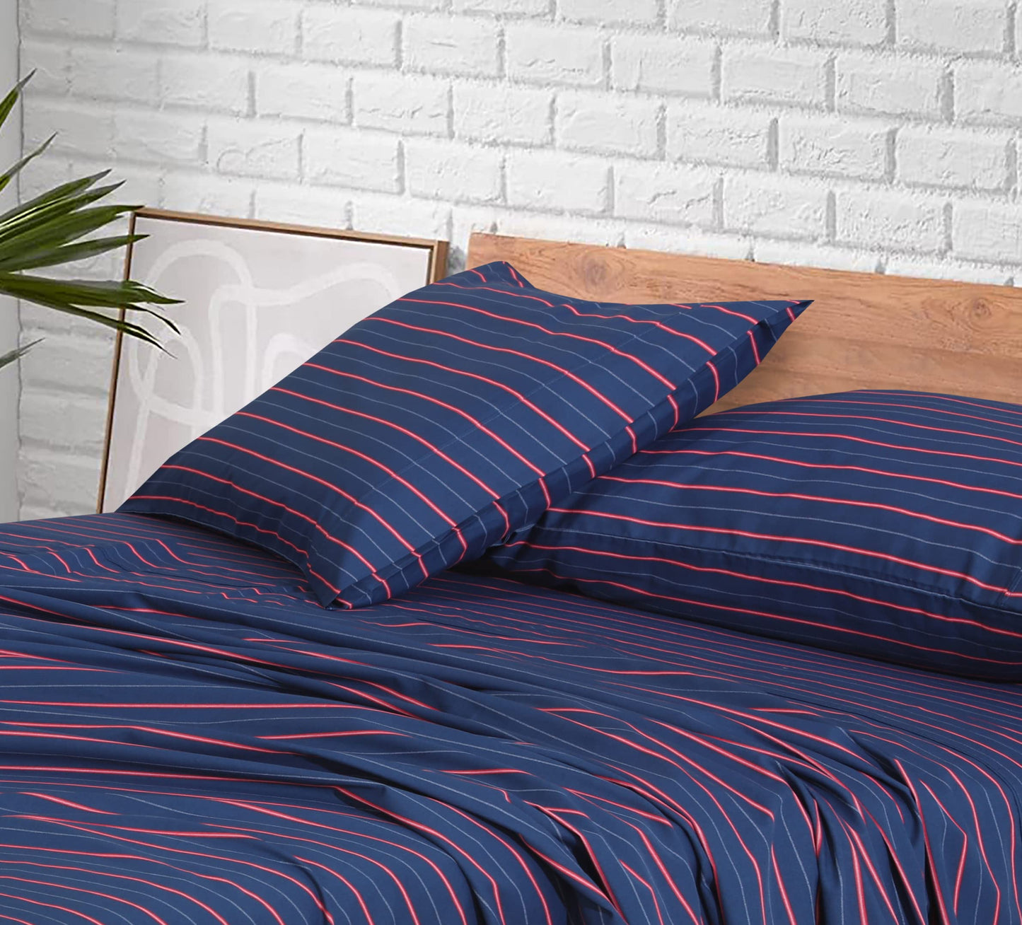 RUVANTI 100% Cotton Percale Sheets Full Size, Nautical
