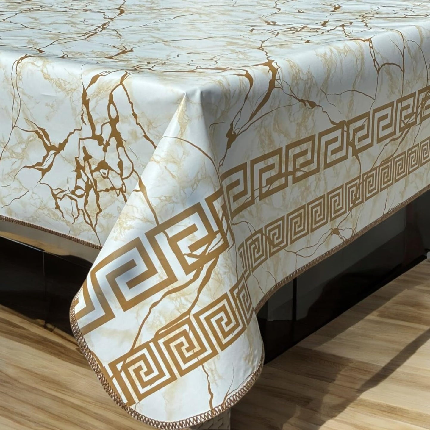 Decoser Heavy Duty Flannel Backed Vinyl Tablecloth with Flannel Backing Easy to Wipe-Clean Oilcloth Waterproof Plastic Square 55x55 inch White Table Cover