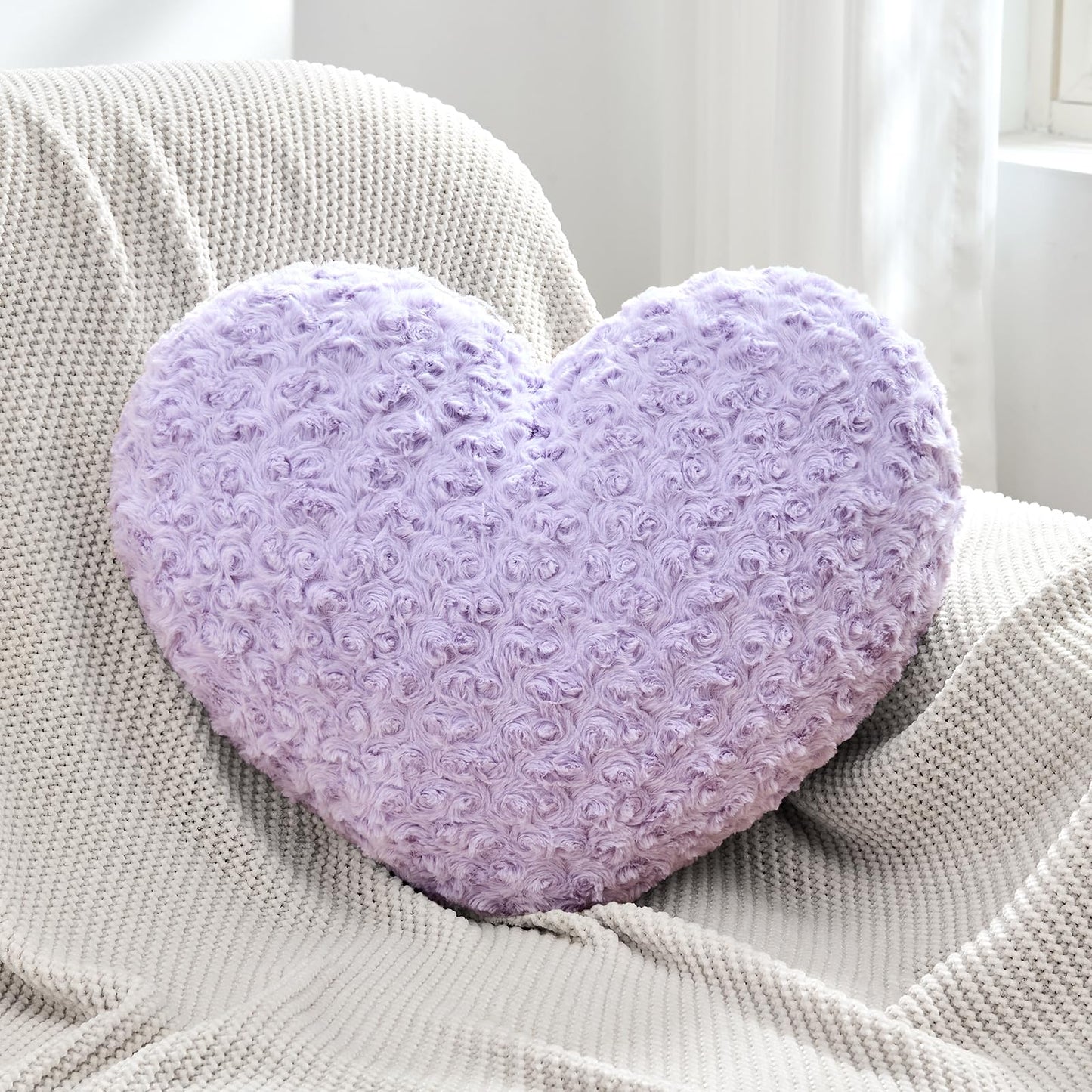IREMATE Heart Pillow Purple Throw Pillows, Soft Fluffy Decorative Pillows for Bed Couch Chair, Cute Heart Shaped Room Decor Gifts for Valentine Anniversary Birthday Mothers Christmas (Medium, 20"x15")