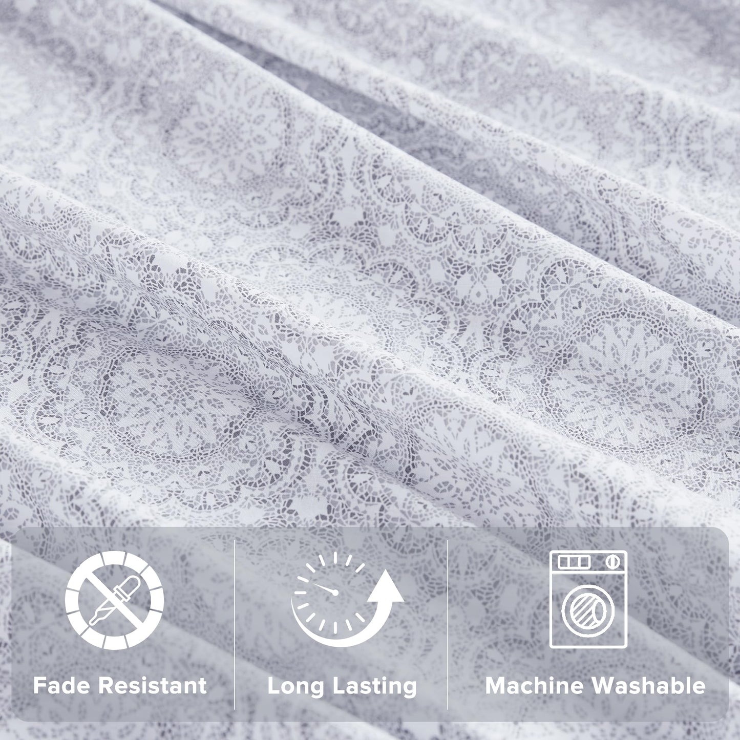 Comfort Spaces 100% Cotton Sheet Set Breathable, Lightweight, Soft with 14" Elastic Pocket Fits up to 16" Mattress, All Season Cozy Bedding, Matching Pillow Case, Cal King Adelia Gray 4 Piece