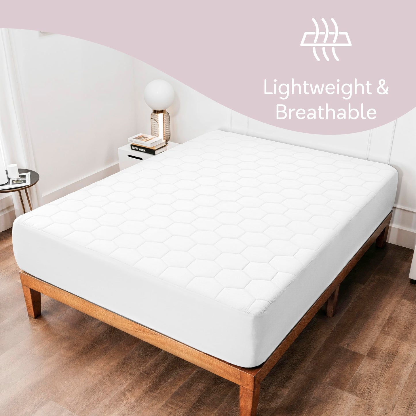 Hearth & Harbor Twin XL Size Quilted Fitted Mattress Pad Cover, 100% Waterproof Mattress Protectors, College Dorm Room Essentials, Deep Pocket Fitted Mattress Cover 8" - 21", White