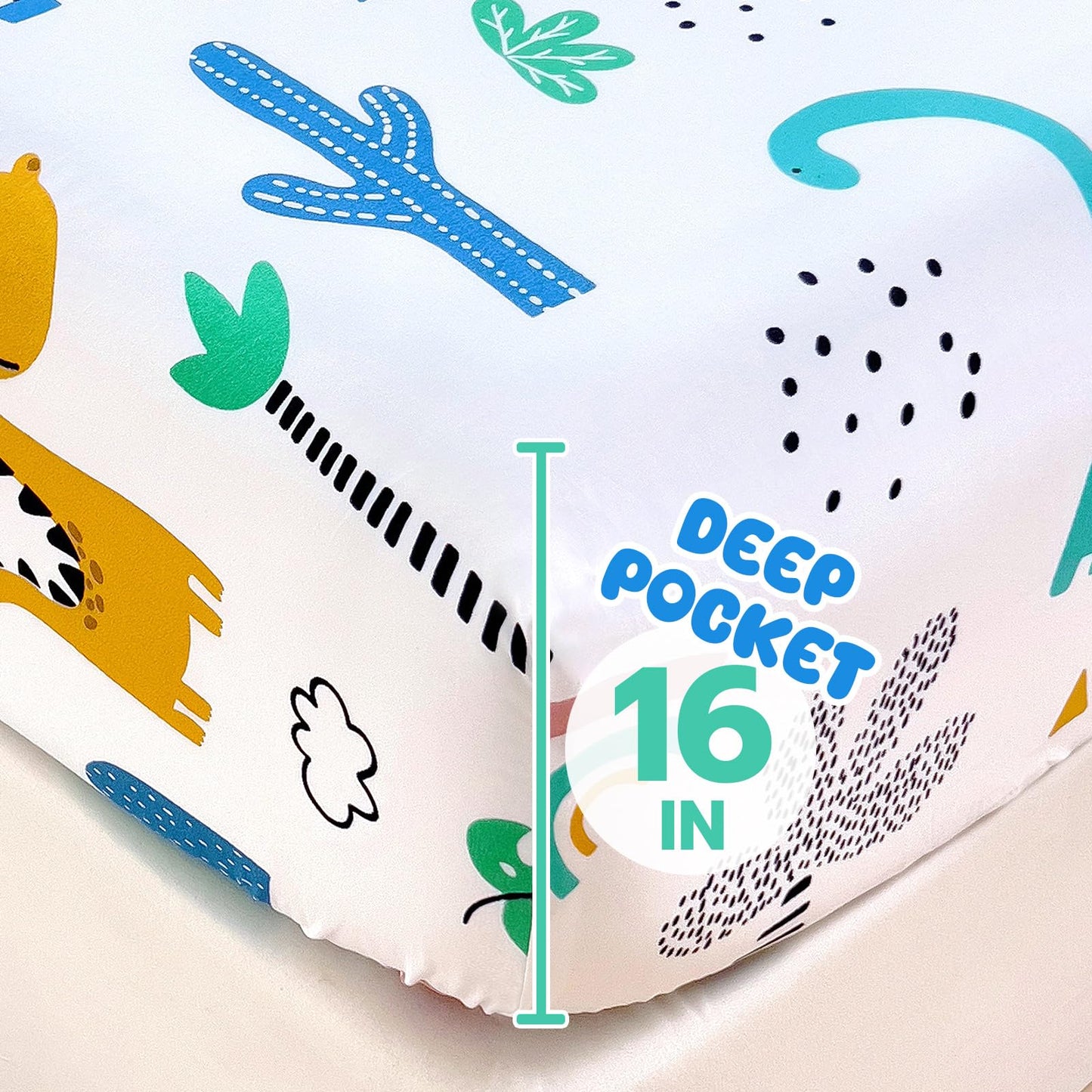 Homilay Full Sheet Set Kids - Dinosaur 4 Pieces Soft Microfiber Cartoon Style Bedsheets for Boys Girls Teens, Oeko TEX Breathable 15 Inch Deep Pocket Sheets(Jurassic Period)