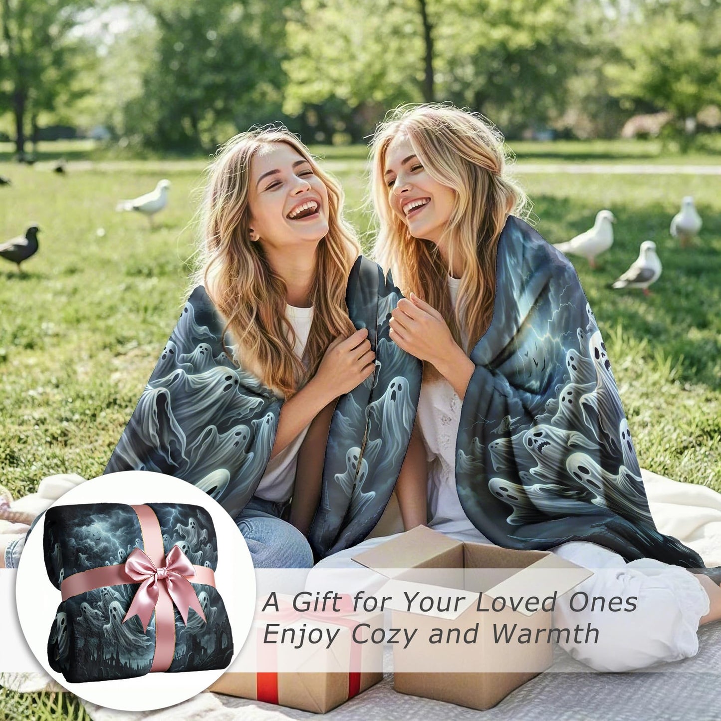 GEDAEUBA Ghost Throw Blankets Halloween - Spooky Fleece Blanket Throw, Soft Cozy Blankets & Throws for Couch, Bed, and Sofa, 50x60 inches