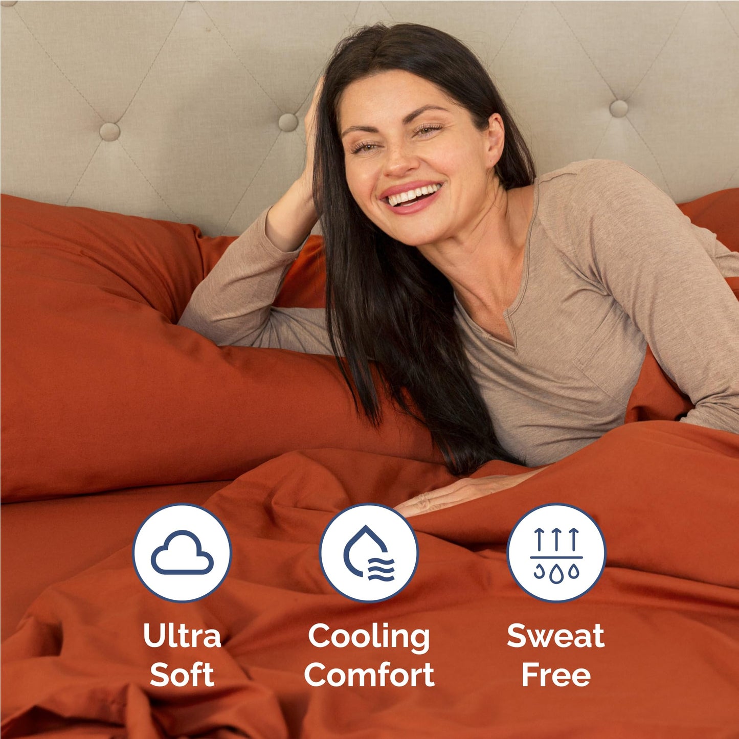 Full Size 4 Piece Sheet Set - Comfy Breathable & Cooling Sheets - Hotel Luxury Bed Sheets for Women and Men - Deep Pockets, Easy-Fit, Soft and Wrinkle Free Sheets - Terracotta Oeko-Tex Bed Sheet Set