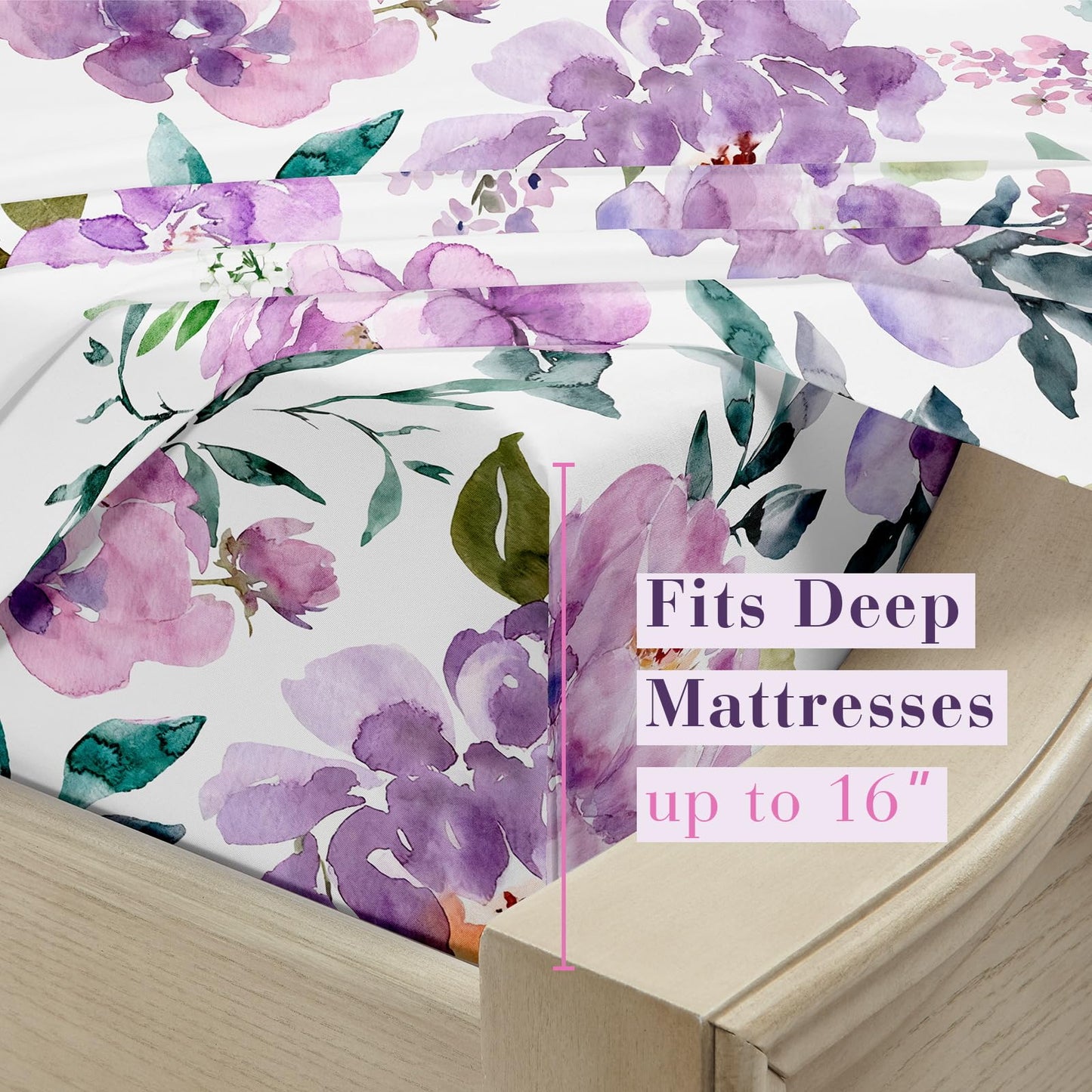 YIYEA Floral Sheets Queen Size, Premium Double Brushed Microfiber Bed Sheet Set for All Season, Soft Breathable, 16" Deep Pocket, Shrinkage and Fade Resistant, 4PC, Queen