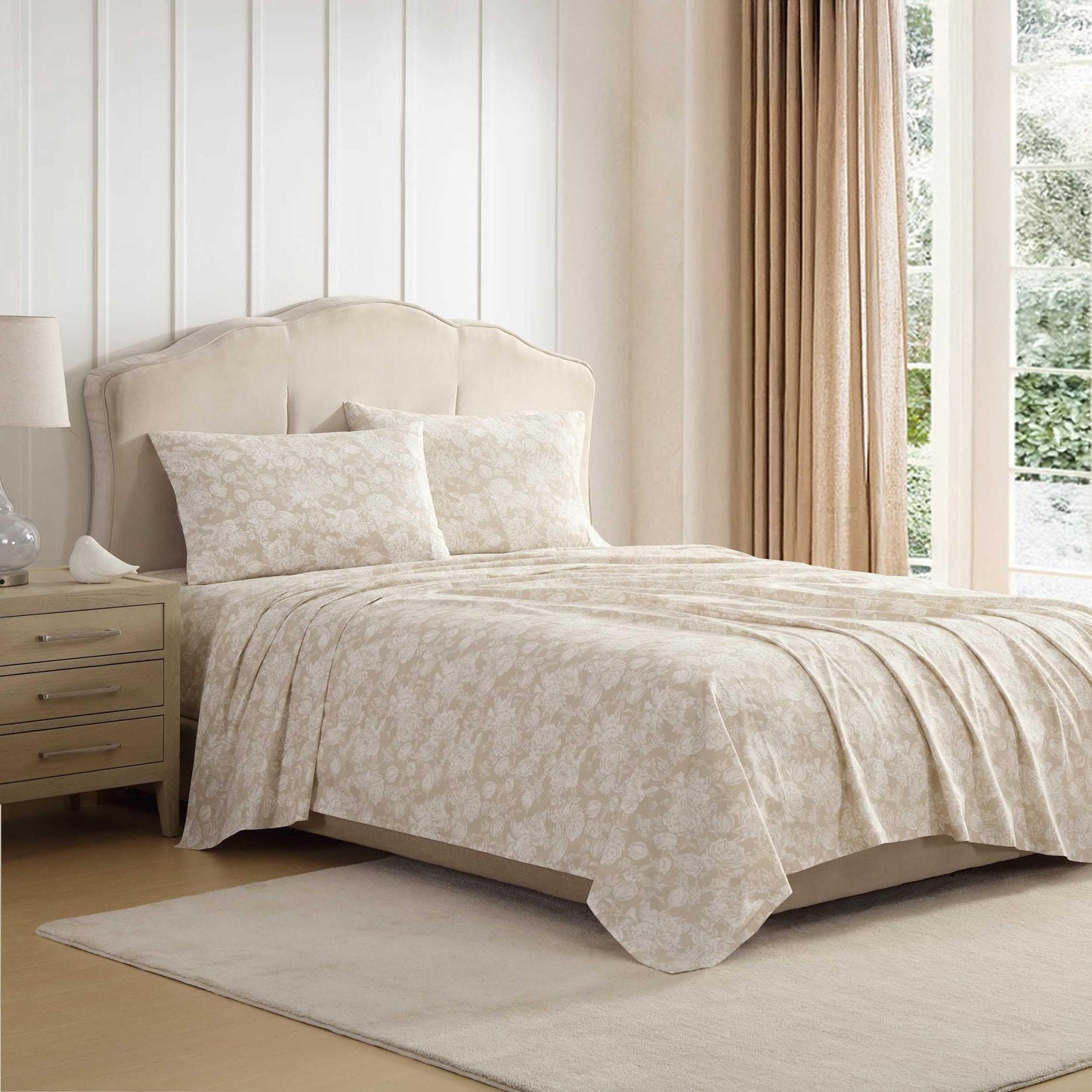 Laura Ashley – Twin Size Sheet Set, Crisp & Lightweight Cotton Percale Bedding with Fitted Sheet and Pillowcase, Floral Room Decor, Deep Pocket, College Dorm Room Essentials (Meredith Brown)
