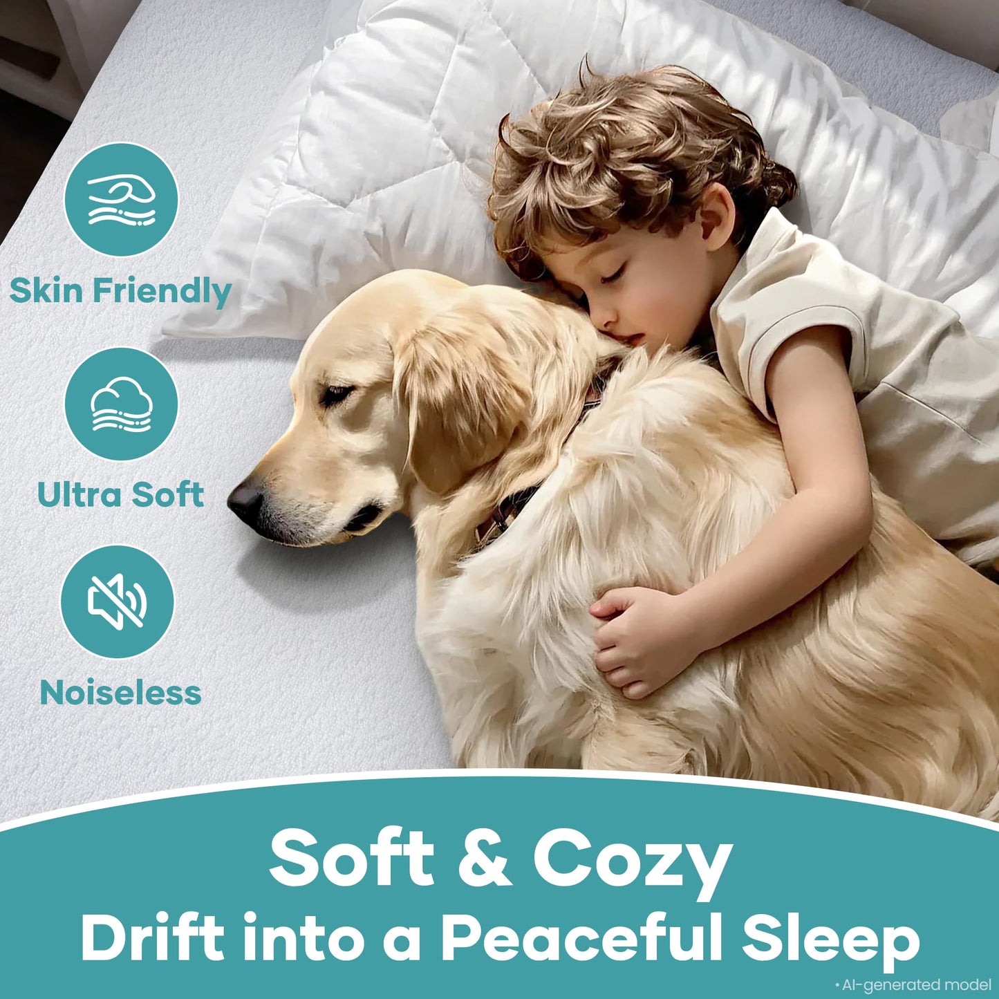 OhGeni 2 Pack Waterproof Mattress Protector, Twin Size Fitted Sheet with Deep Pocket, 6''-16'' Washable Hypoallergenic Mattresses Cover,Noiseless Soft Mattress Pad,Kids' Bedwetting,Pee & Dirt-Proof